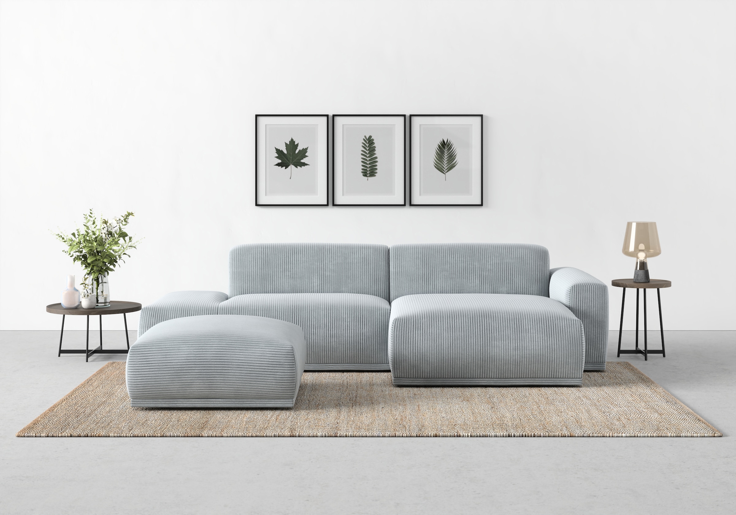 TRENDMANUFAKTUR Hocker »Braga, mit hochwertigem Kaltschaum, quadratisch, in Cord erhältlich«, (1 St.), moderner Polsterhocker, 85/42/85 cm (B/H/T)