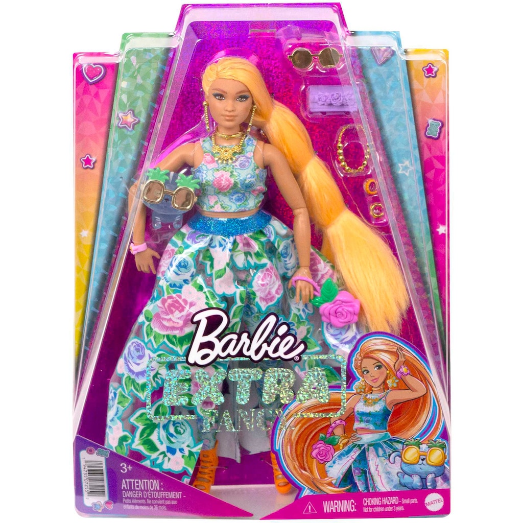 Barbie Anziehpuppe »Extra Fancy im blauen Kleid mit Blumenmuster«