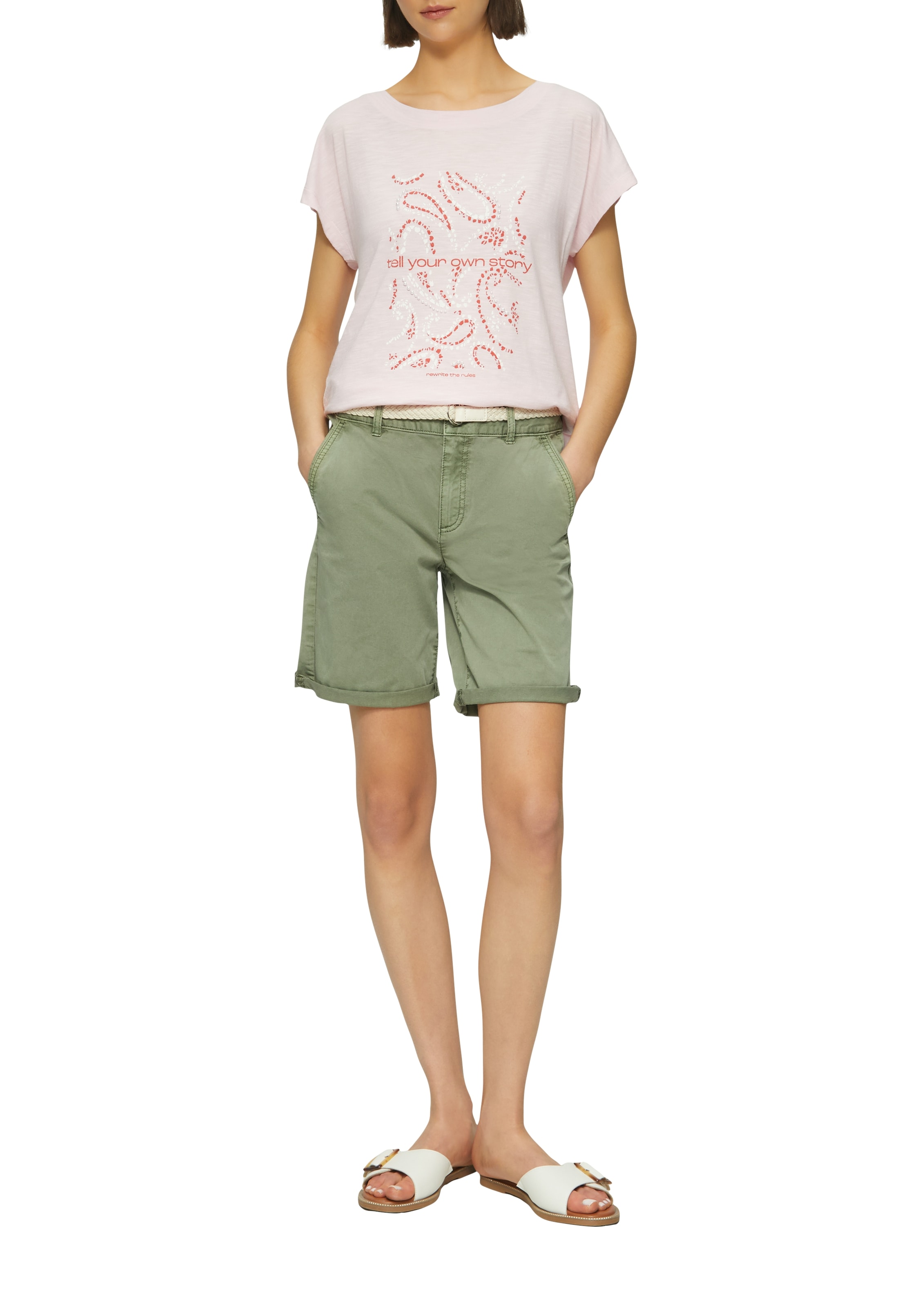 s.Oliver Chinoshorts, Sommerhose mit geflochtenem Gürtel
