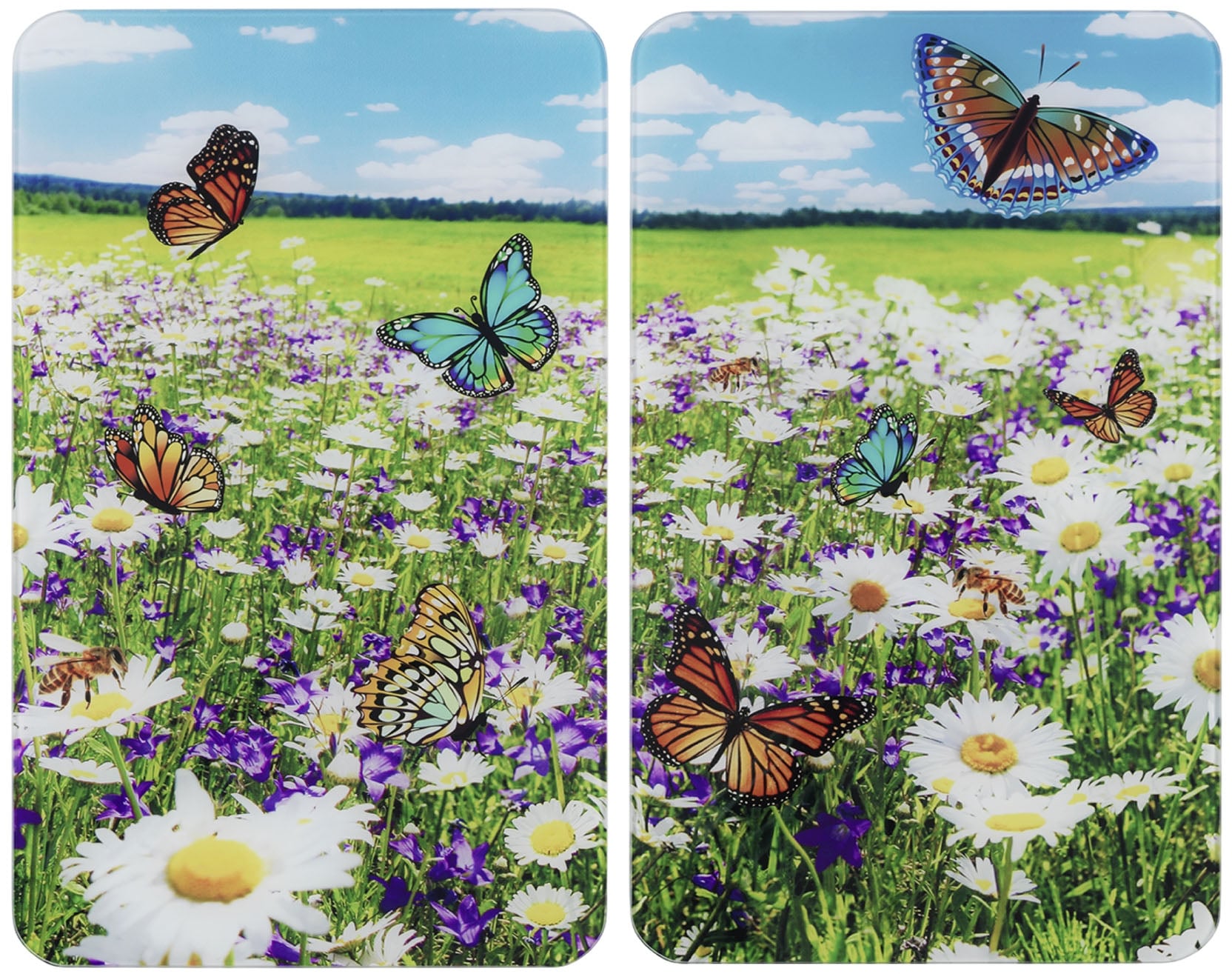 Maximex Herd-Abdeckplatte »Universal Modell Sommerwiese«, (Set, 2 tlg.), Herdabdeckung für alle Herdarten, kratzfest, mit rutschfesten Füßen