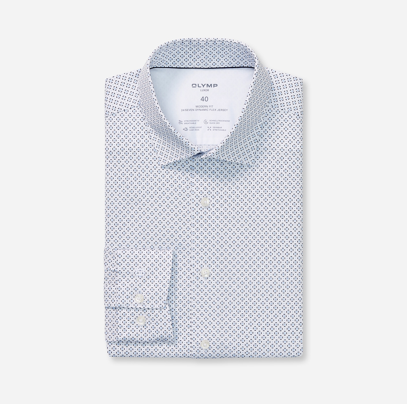 OLYMP Langarmhemd »Luxor 24/Seven modern fit« Atmungsaktiv, gemustert, modern fit, Jersey, Businesshemd