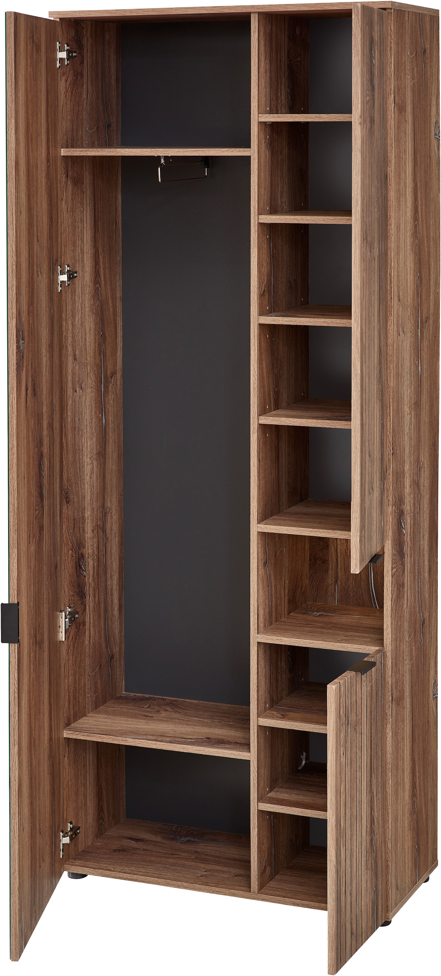 Innostyle Garderobenschrank »LINEA Garderoben Set,besteht aus 5 Typen, 266x204x38cm (B/H/T)«, (5 St.), Spiegeltür, 2 Holztüren,Led-Beleuchtung, Soft-Close,ABS-Schutzkanten