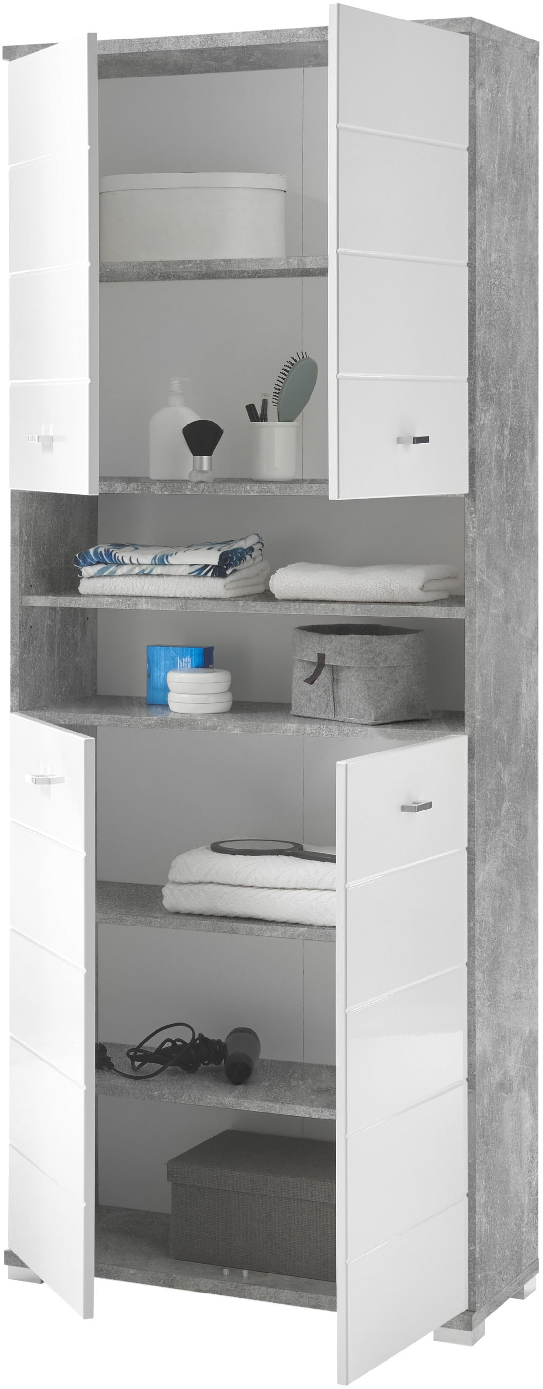 BASIC by Balculina Hochschrank »Pool, Badezimmerschrank BxHxT 76x190x31« 1 Stk. tlg. Breite 76cm, Tür L/R montierbar