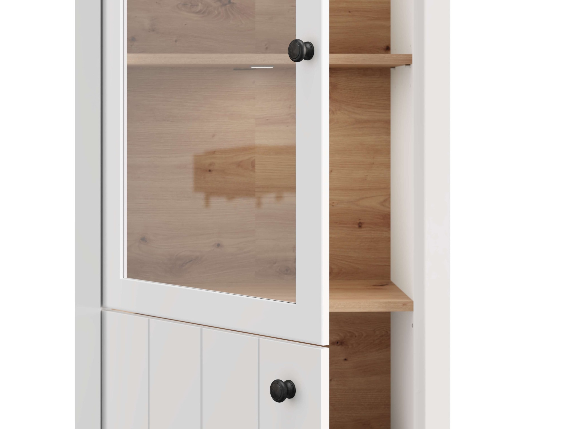 Home affaire Vitrine »BEDFORD Vitrinenschrank, Glasschrank, Standvitrine, Highboard« MDF-Profil 2D ummantelt, 2 Türen & 4 Einlegeböden mit Metallgriffen
