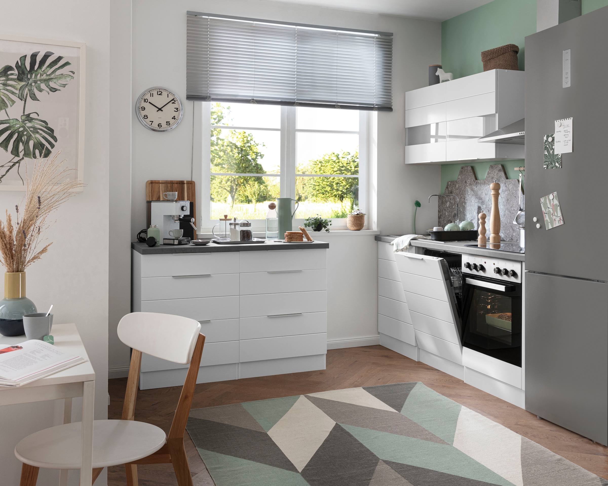 KOCHSTATION Küchenzeile »KS-Luhe« 180 cm breit, wahlweise mit oder ohne E-Geräten, gefräste MDF-Fronten