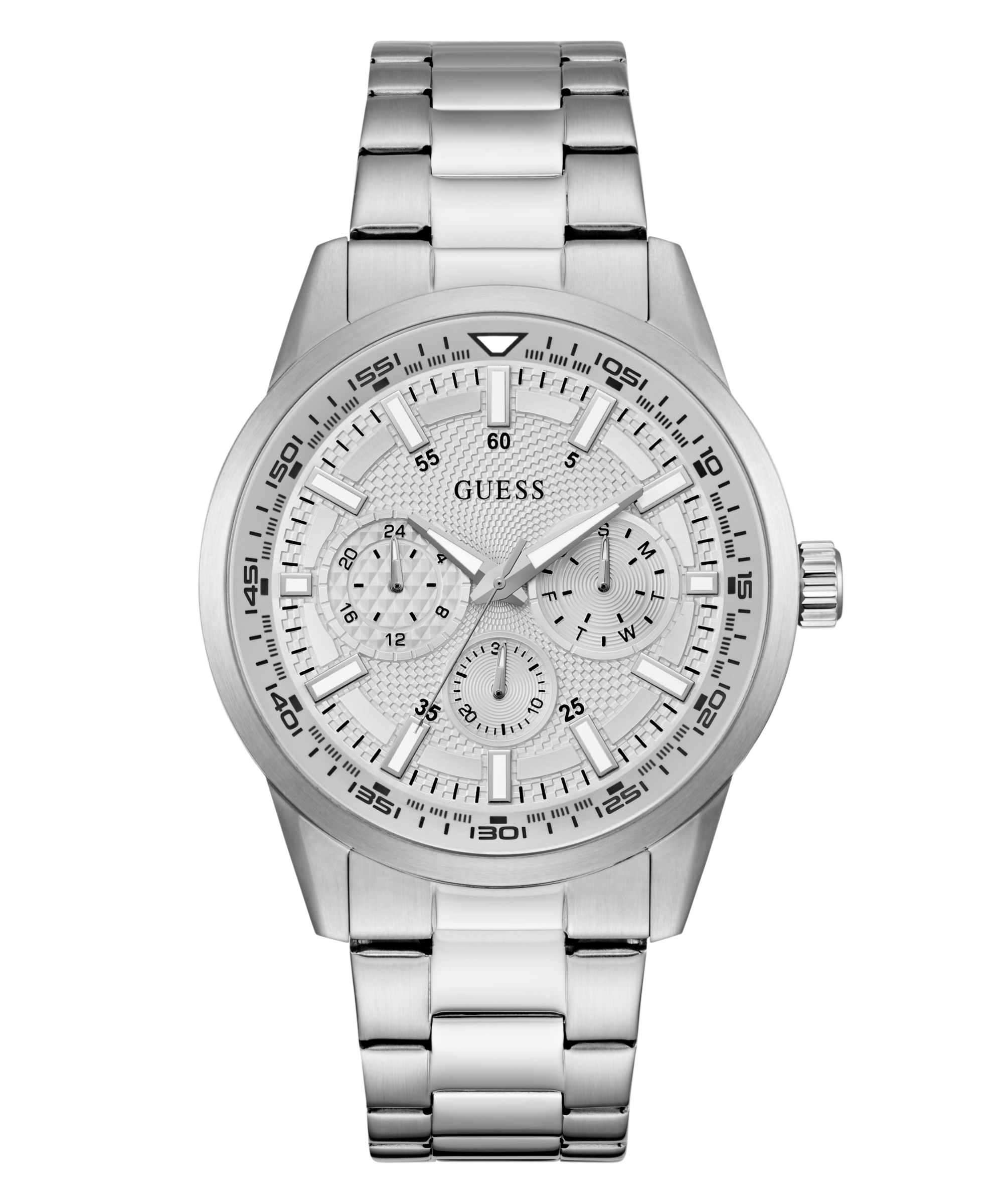 Guess Multifunktionsuhr »TREY« Quarzuhr, Armbanduhr, Herrenuhr, Edelstahlarmband, Datum