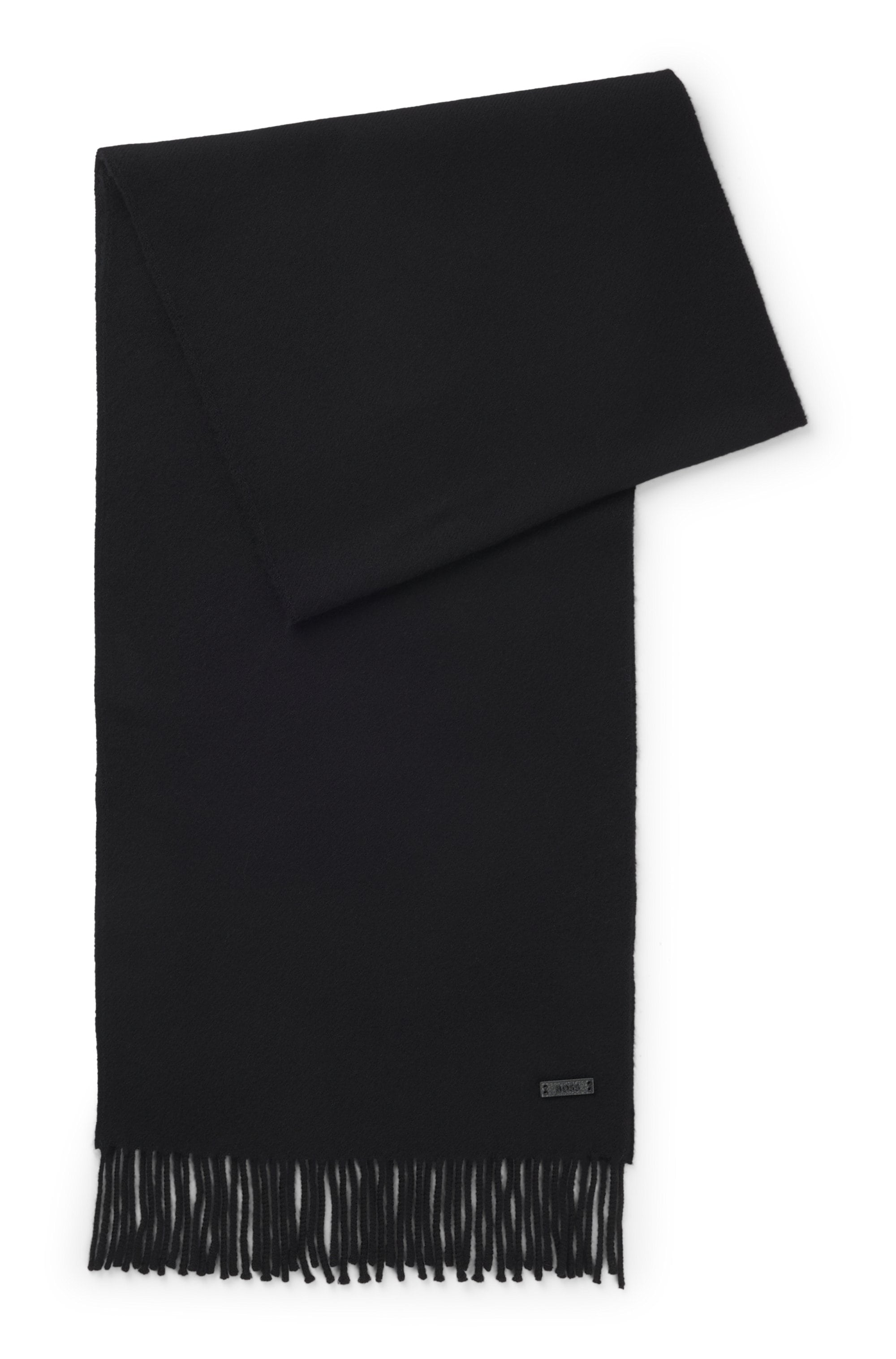 BOSS Wollschal »Naster 35*180« mit gedrehten Fransen, aus Wolle, Lederlabel, Premium Quality