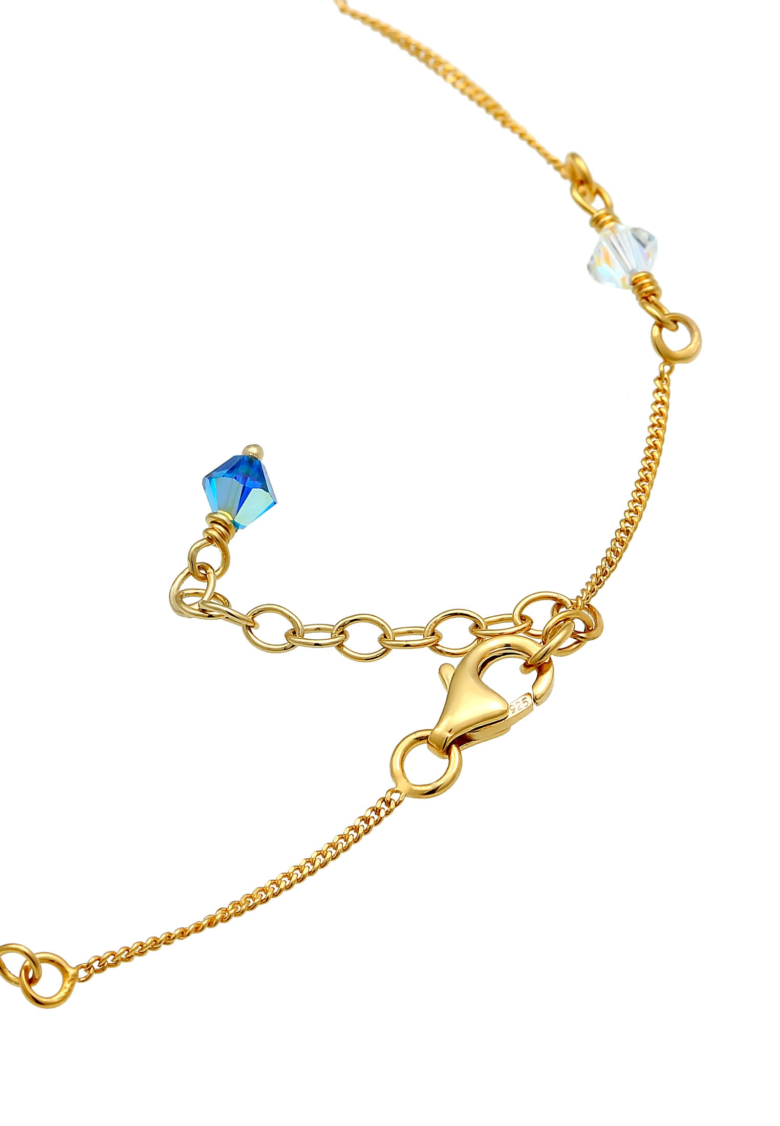 Elli Fußkette »Fußschmuck Basic Strand Bead Kristalle 925 Silber«