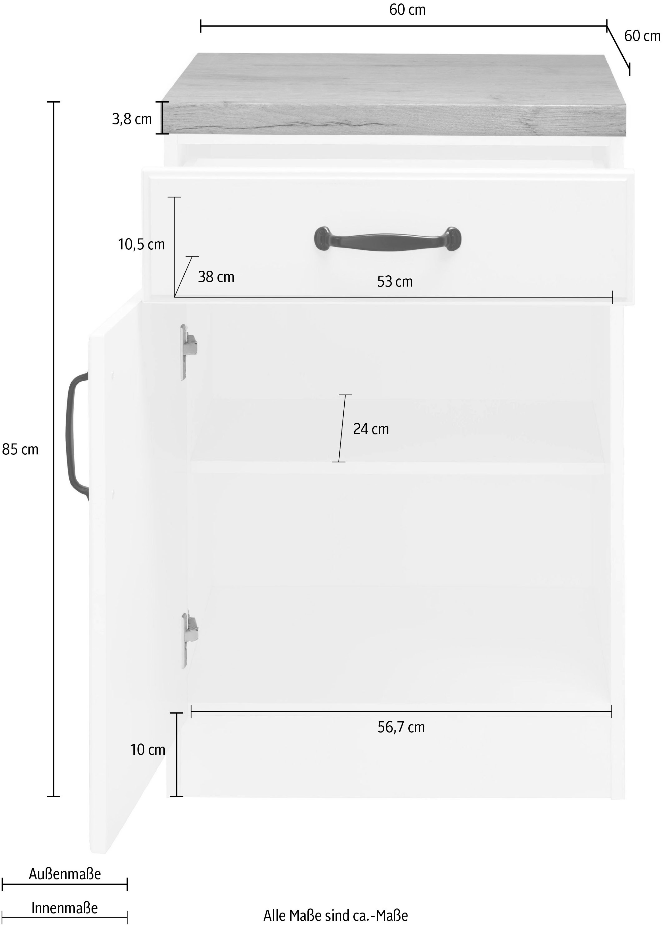 wiho Küchen Unterschrank »Erla«, 60 cm breit mit Kassettenfront