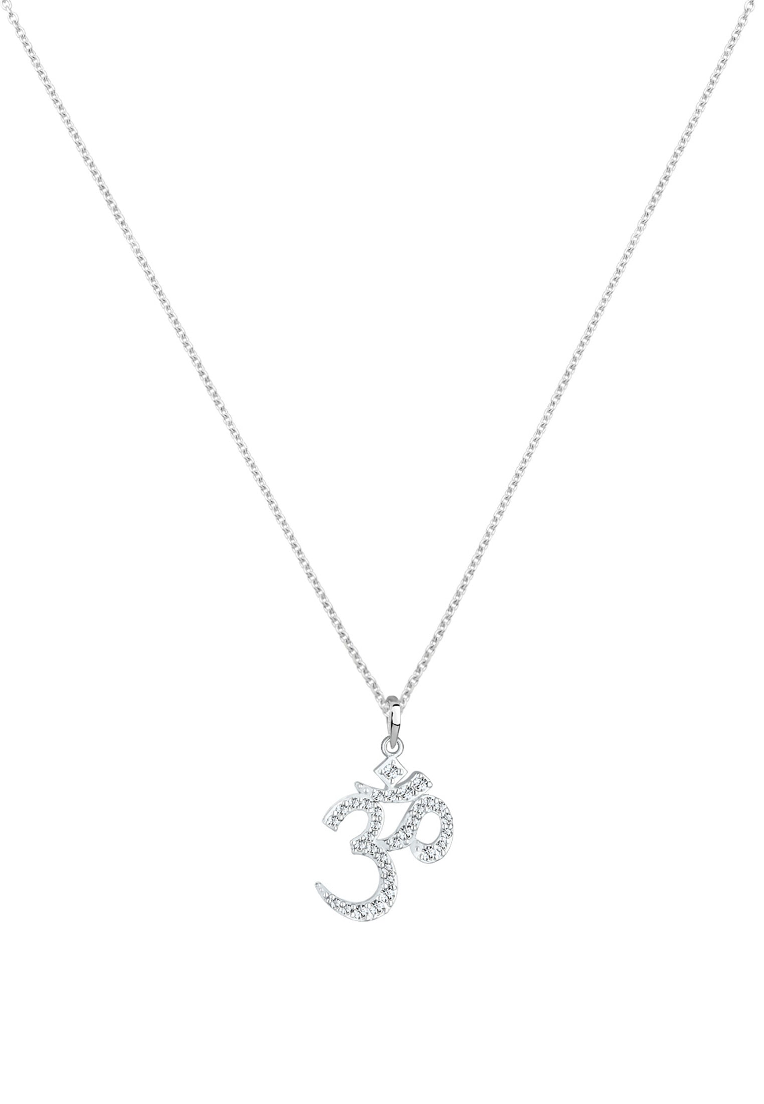 Elli Silberkette »Halskette Om Schriftzeichen Glas Kristalle Weiß 925 Sterling Silber«