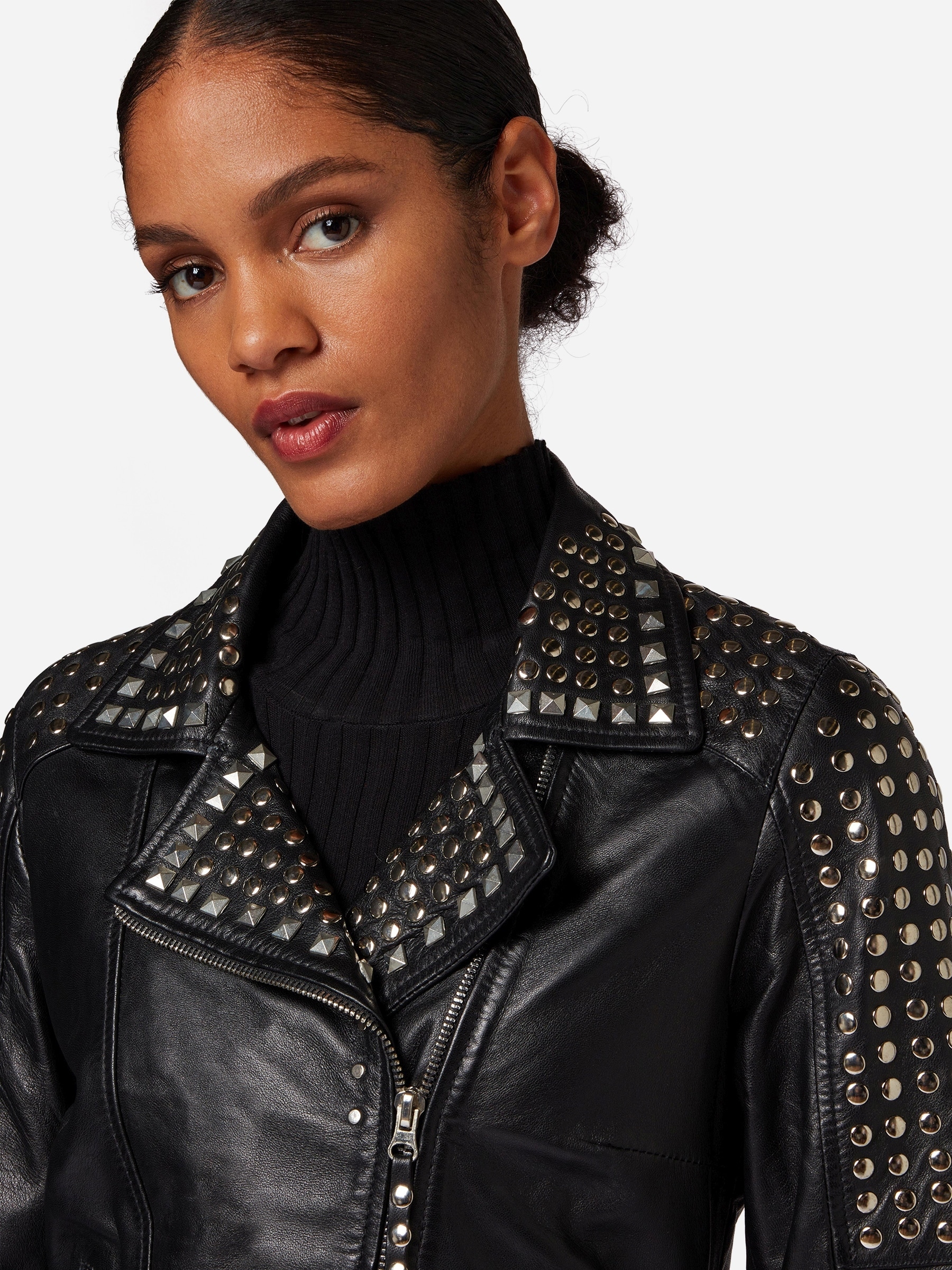 RICANO Bikerjacke »Lederjacke studd« ohne Kapuze Handgefertigt aus echtem Leder