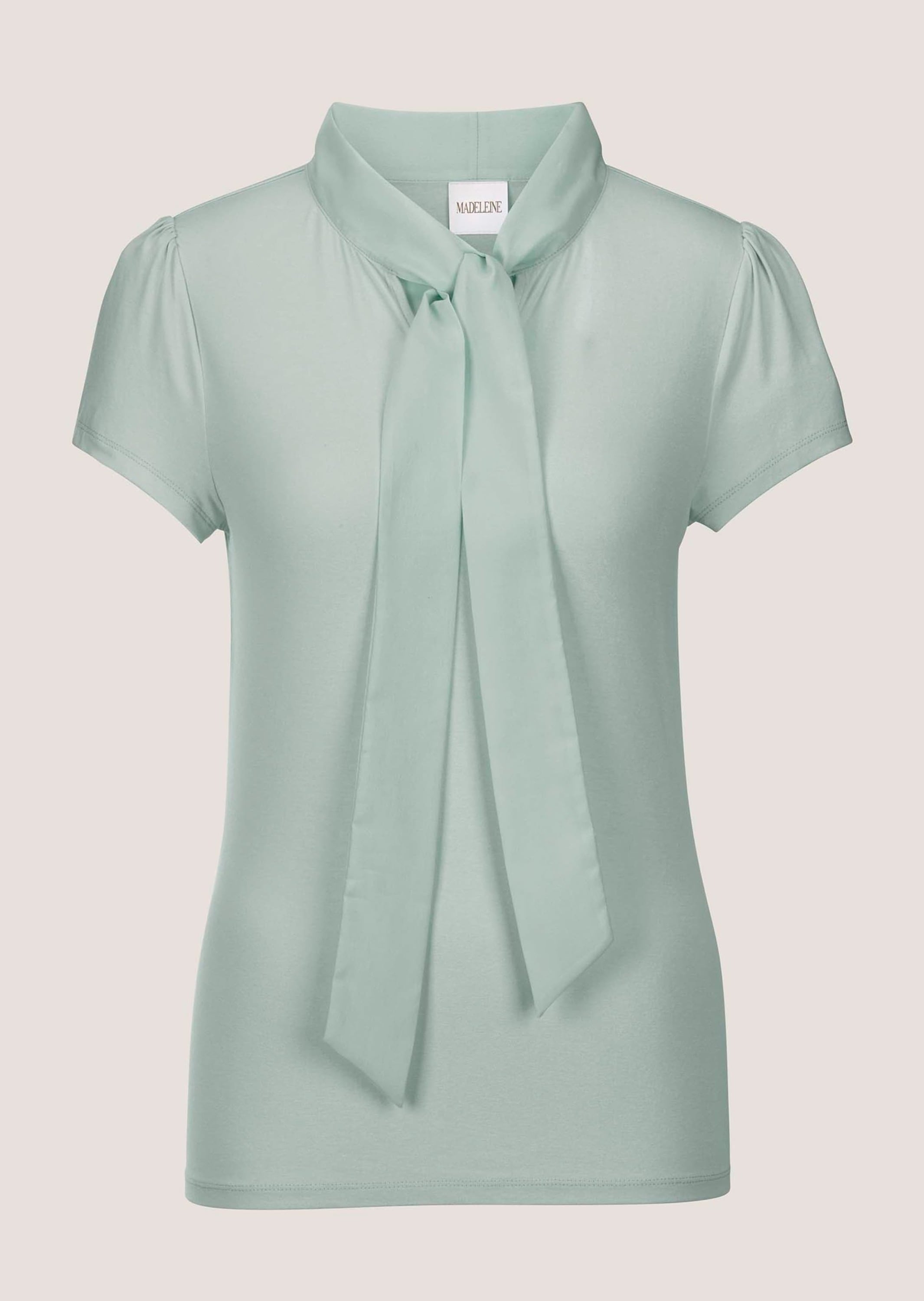 MADELEINE Kurzarmshirt »Blusenshirt Kurzarmoberteil mit Schluppe« Glanzbänder die zur Schluppe gebunden werden