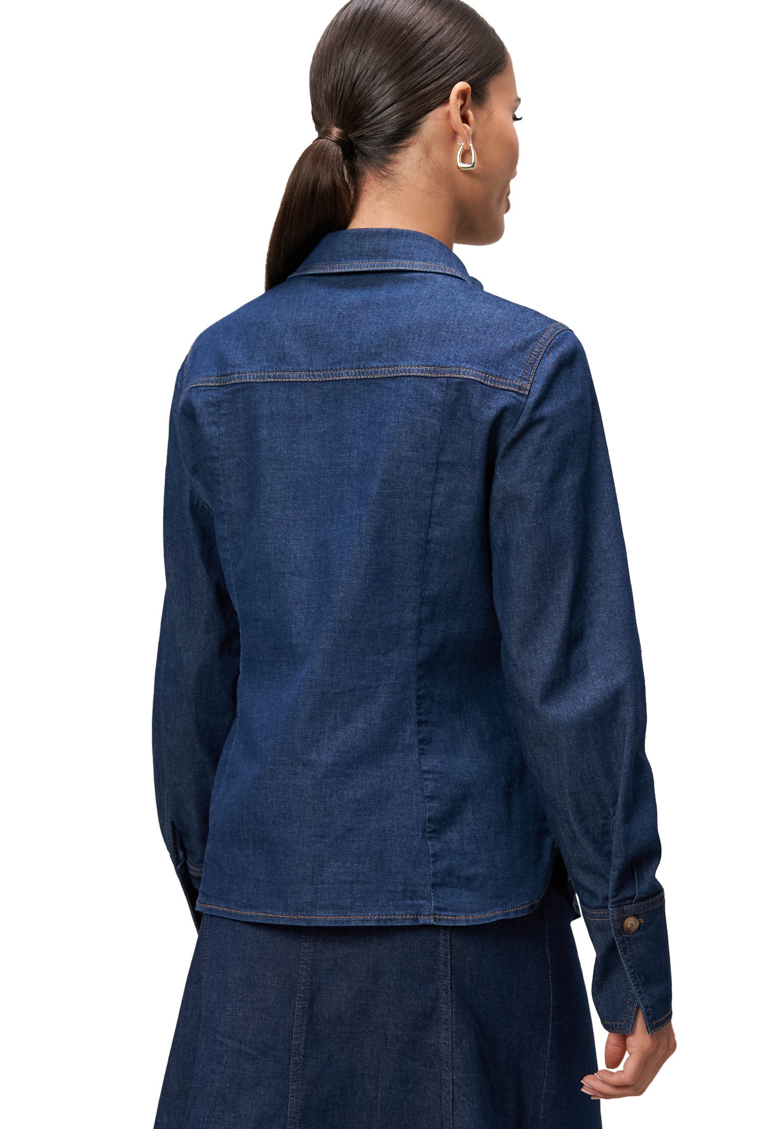 Zero Jeansbluse »Jeanshemd mit Knopfleiste«