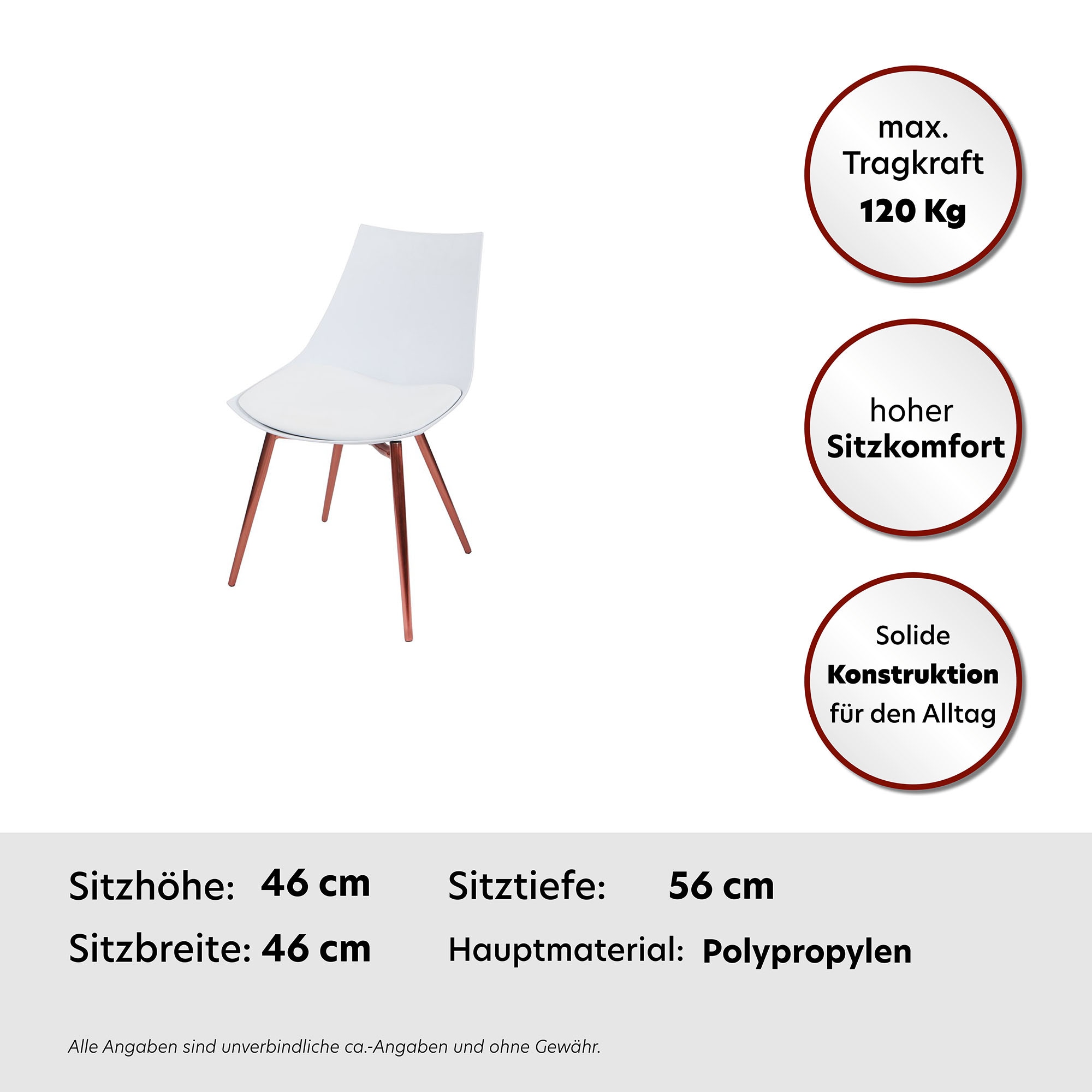 Kayoom Stuhl »Dakota 110 4er-Set, Kunstleder-Bezug, Sitzfläche aus Schaumstoff«, (Set), 4 St., ergonomisch, komfortabel, pflegeleicht, Kunstleder-Bezug