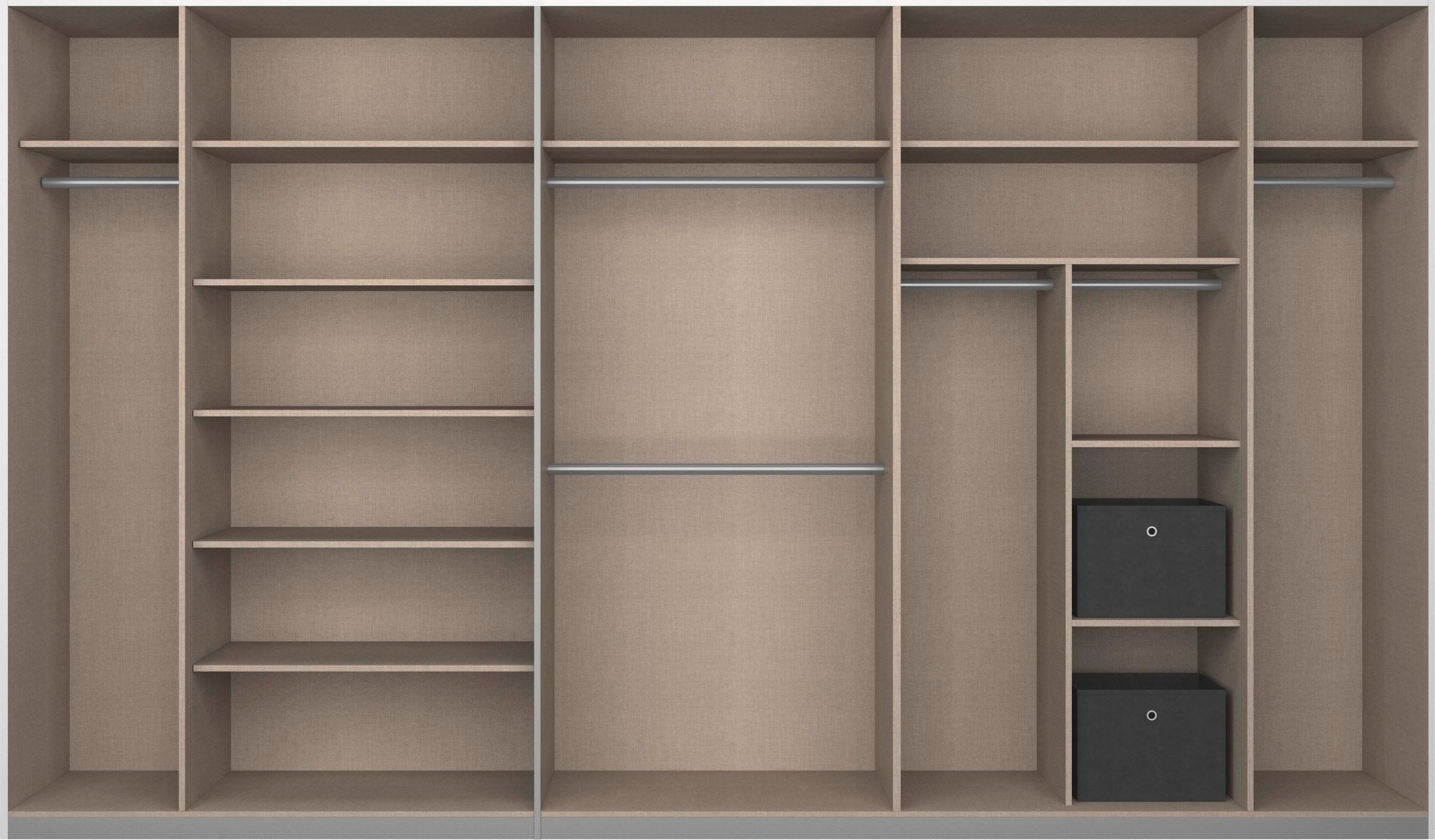 rauch Schwebetürenschrank »Schwebetürenschrank Kleiderschrank Schrank Garderobe CORTONA«, inkl. Inneneinteilung, 2 Stoffboxen und zusätzlichen Einlegeböden