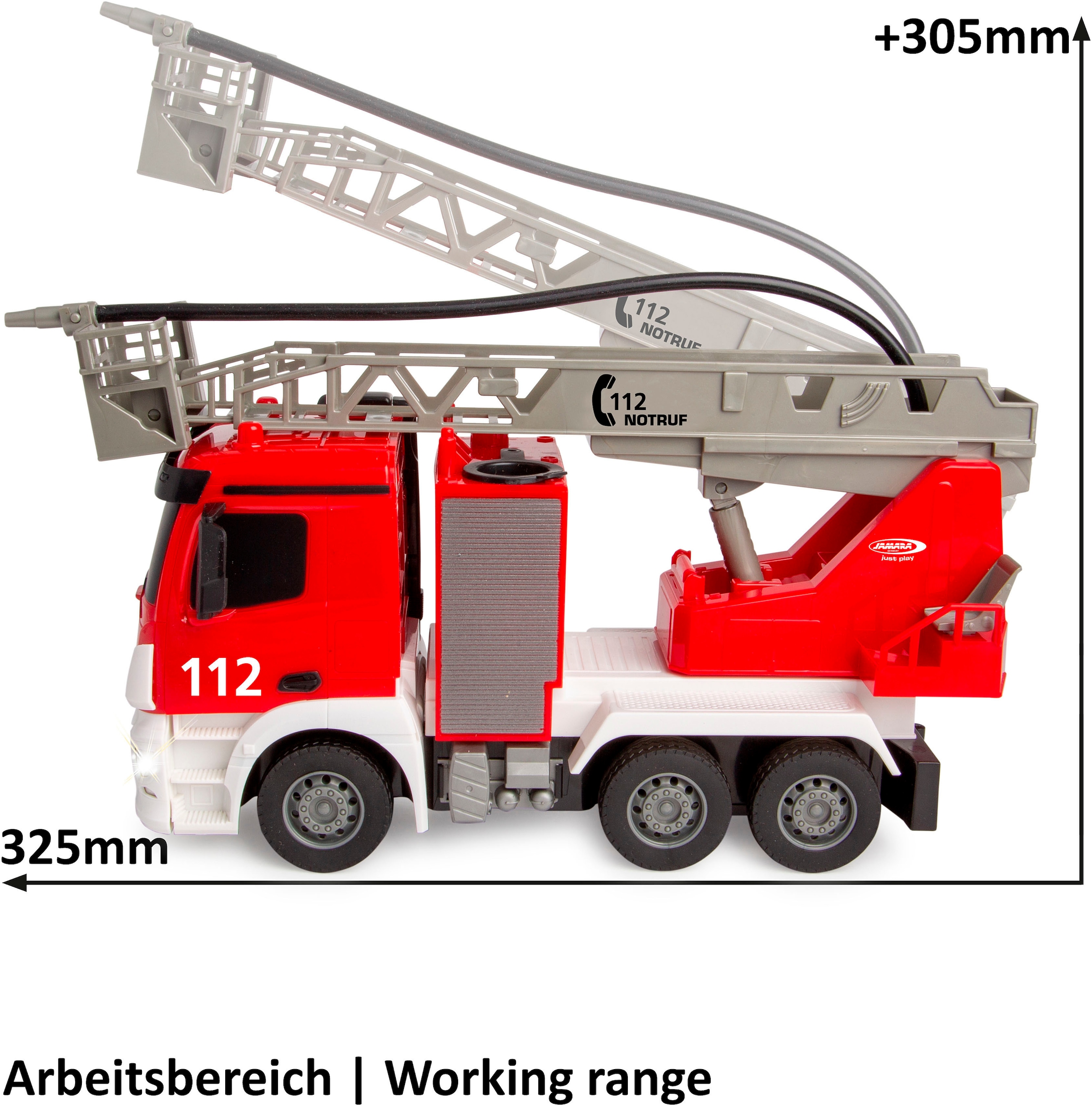 Jamara RC-LKW »Feuerwehr Drehleiter Mercedes -Benz Antos 2,4GHz« mit Spritzfunktion; LED-Licht; Maßstab 1:26