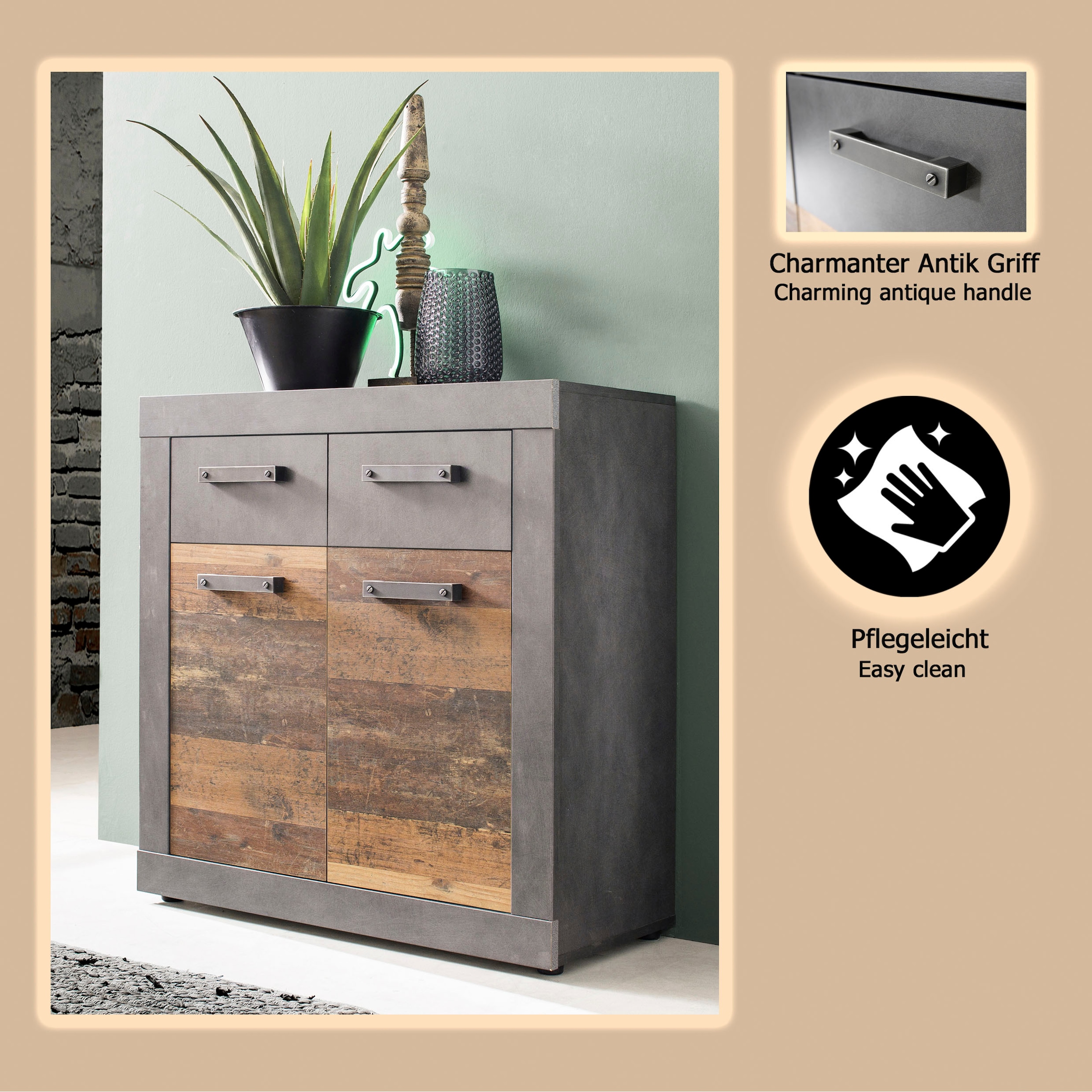 INOSIGN Kommode »Ilana« Kommode mit 2 Türen & 2 Schubladen - (B/T/H) 82/37/86 cm