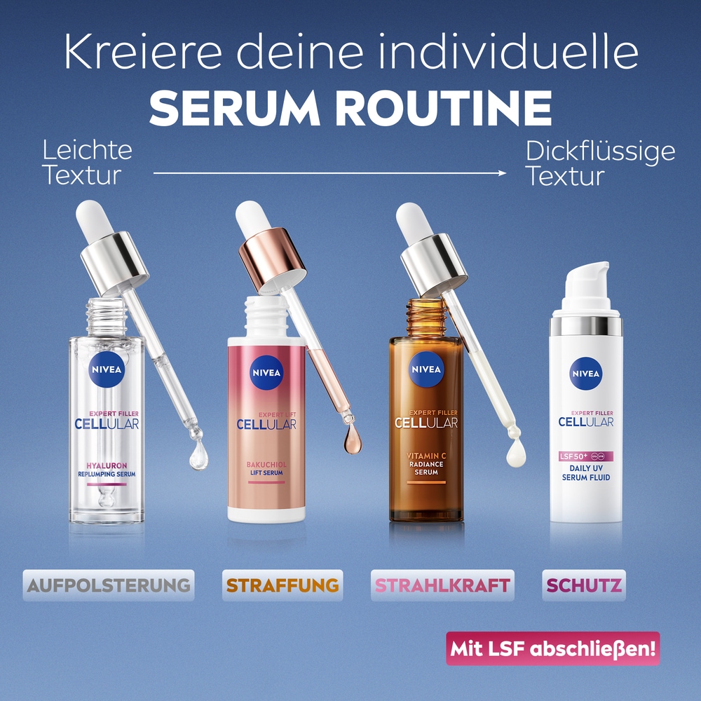 Nivea Anti-Falten-Serum »NIVEA CELLULAR Expert Filler Vitamin C Radiance Serum«, feuchtigkeitsspendend, pflegend, glättend