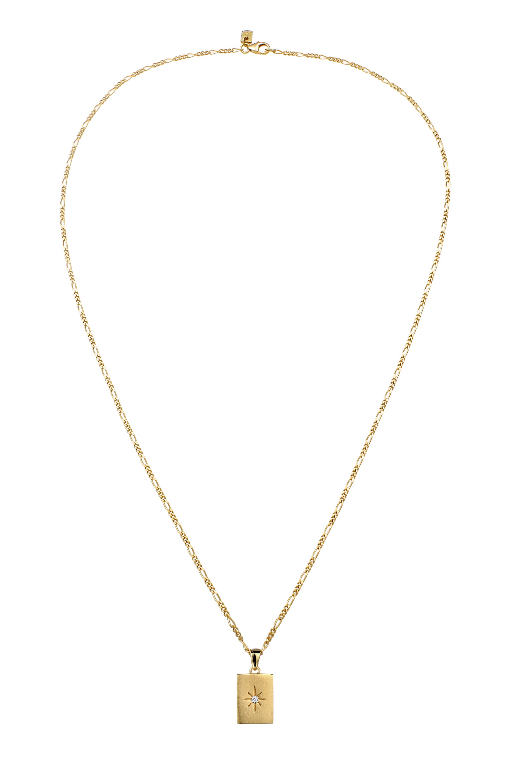Kuzzoi Kette mit Anhänger »Halskette Topas Stern Rechteck 925 Sterling Silber vergoldet«