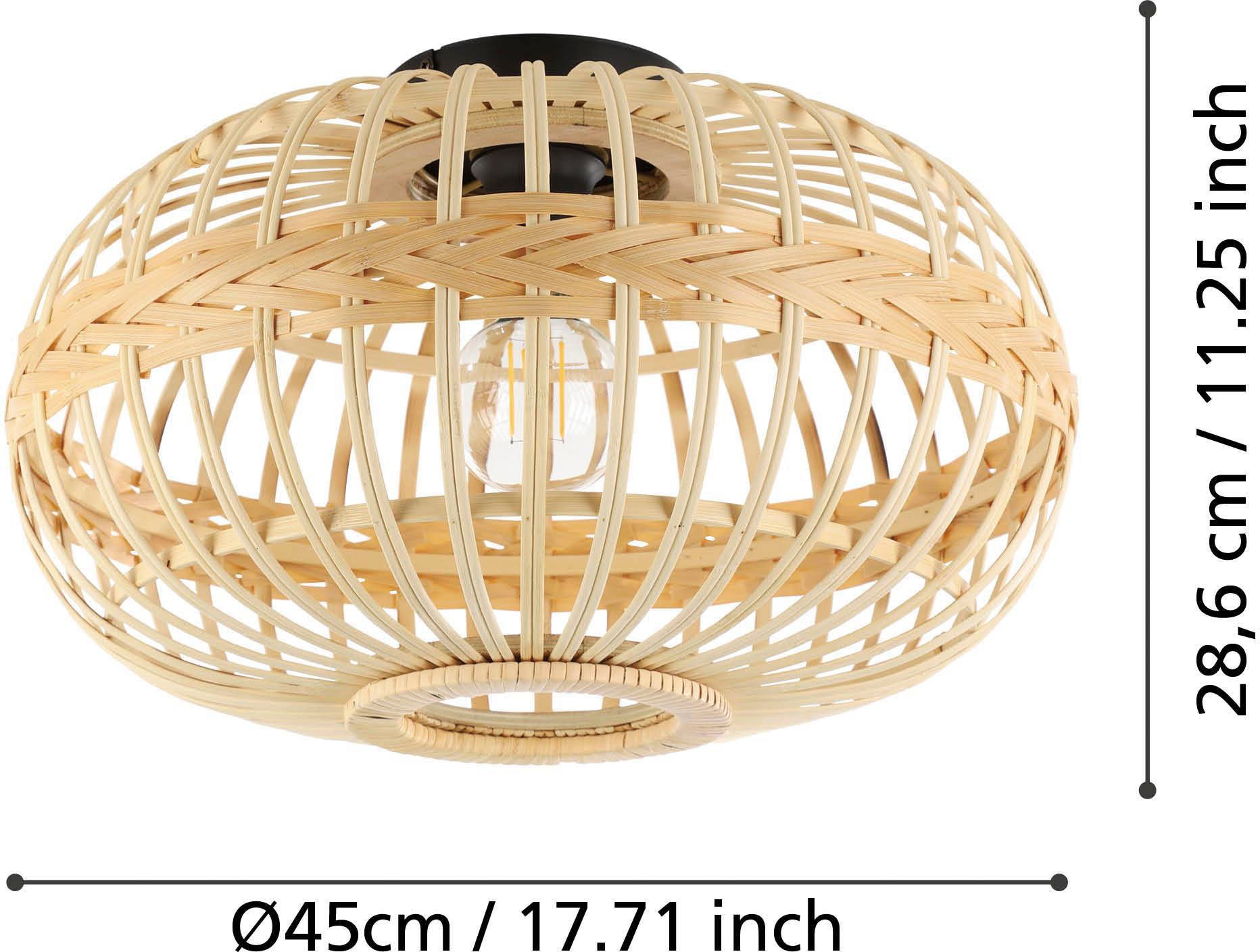 EGLO Deckenleuchte »AMSFIELD«, Leuchtmittel E27 | Leuchtmittel wechselbar-ohne Leuchtmittel, Deckenlampe Vintage, Natur, Boho, Hygge, geflochten, E27, Ø 45 cm