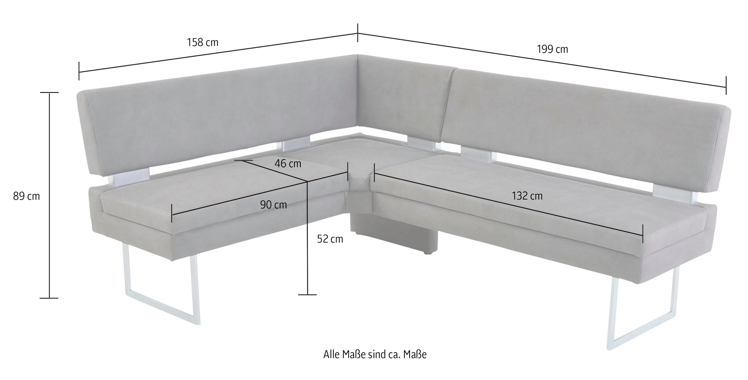 K+W Komfort & Wohnen Essgruppe, (4 tlg.), langer Schenkel links oder rechts, 2 Freischwinger, 1 Funktionstisch