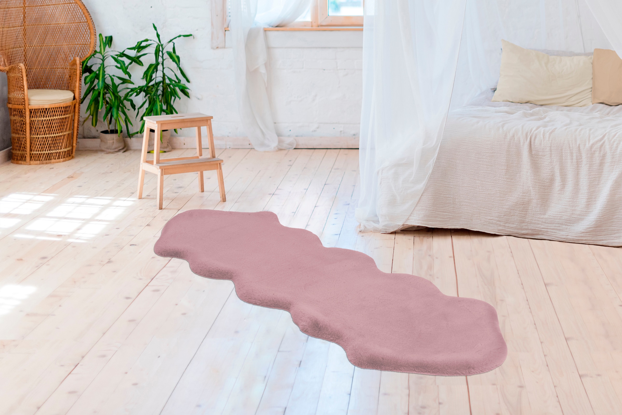 Arte Espina Fellteppich »Rabbit 300« fellförmig 35 mm Höhe Kunstfell, Kaninchenfell-Haptik, supersoft, ideal als Bettvorleger