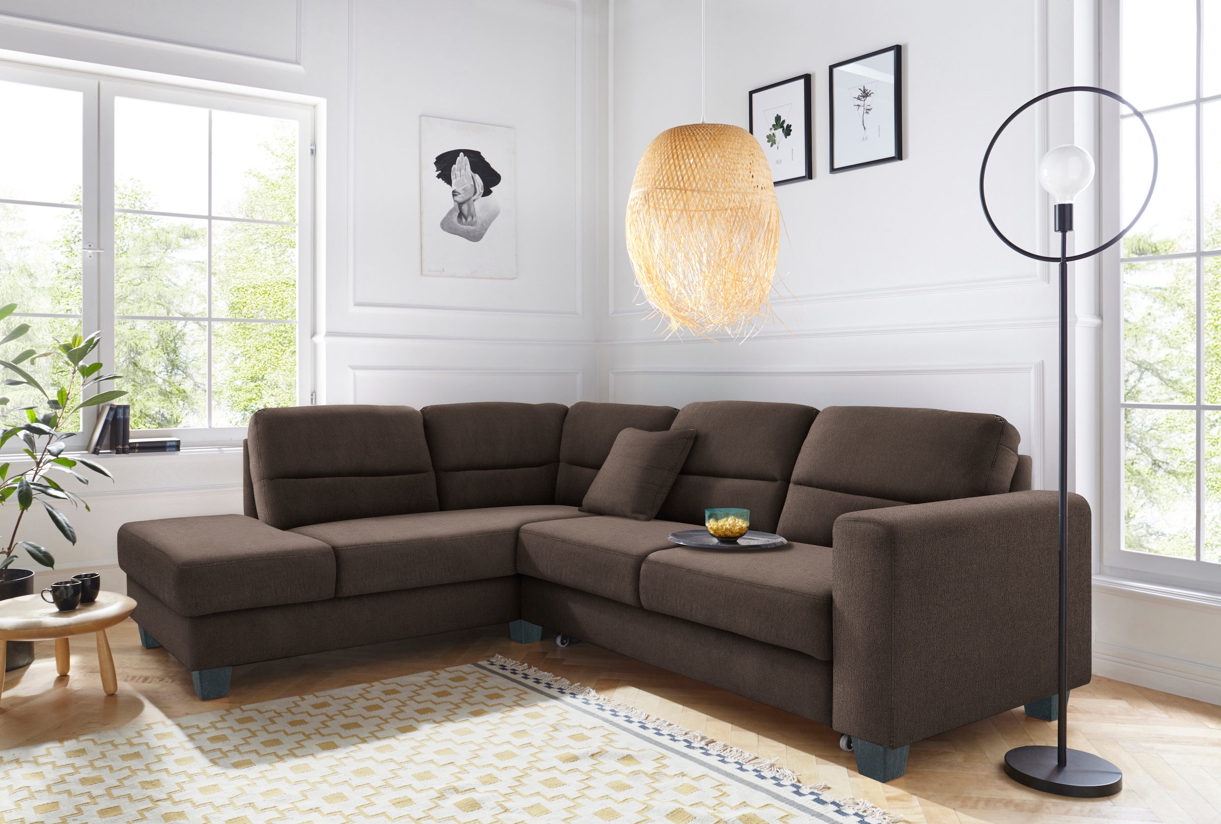 TRENDMANUFAKTUR Ecksofa »Chamber, zeitlos & elegant, bequem, L-Form«, inklusive einer Kopfstütze, wahlweise Schlaffunktion, B/T 203/245cm