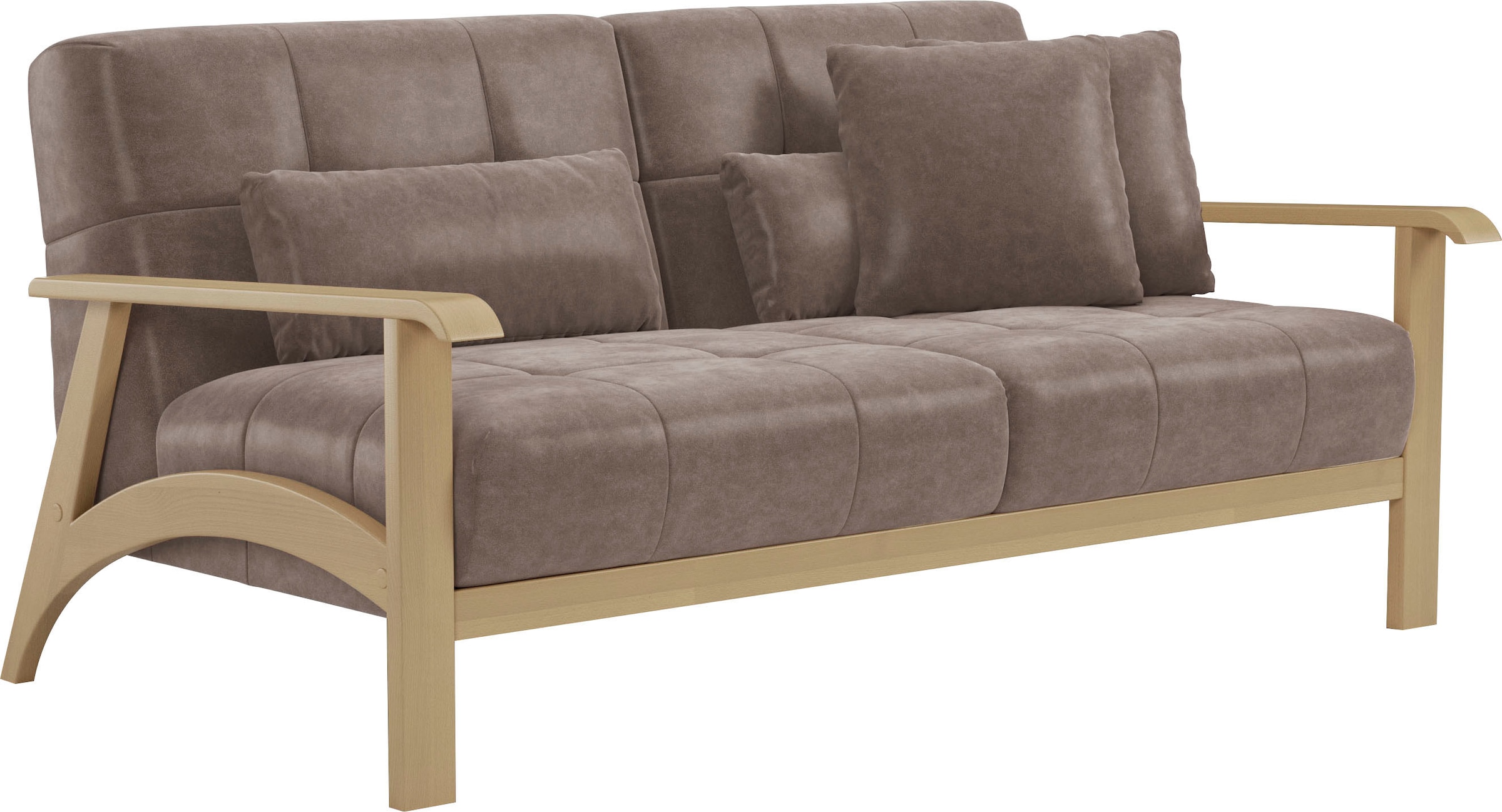 sit&more 2,5-Sitzer »Billund«, Armlehnen aus Buchenholz in natur, verschiedene Bezüge und Farben