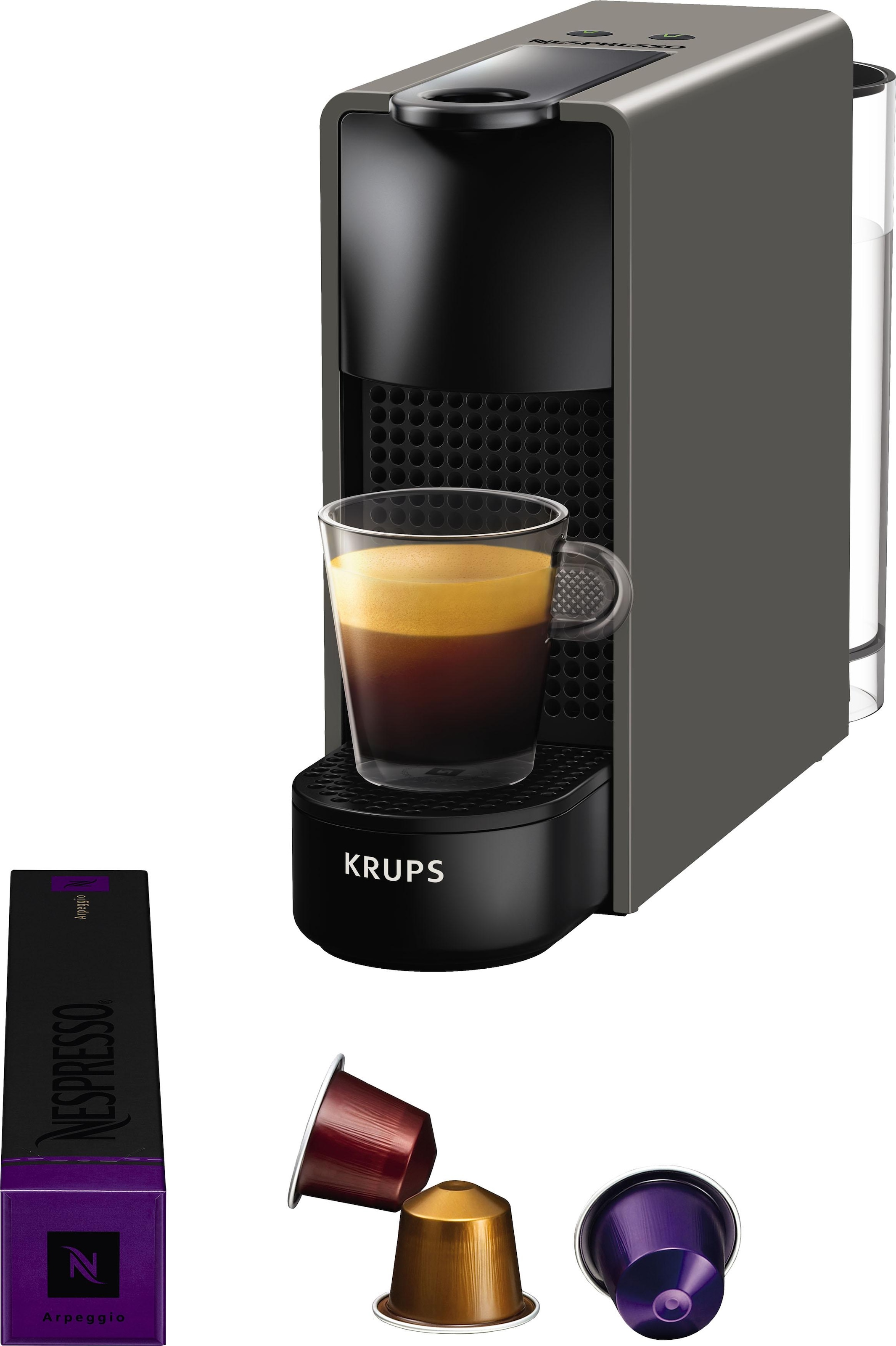 Nespresso Kapselmaschine »XN110B Essenza Mini Willkommenspaket Jahren Kapseln Wassertank: Krups«, mit Garantie 3 0,6 14 mit von L, XXL inkl