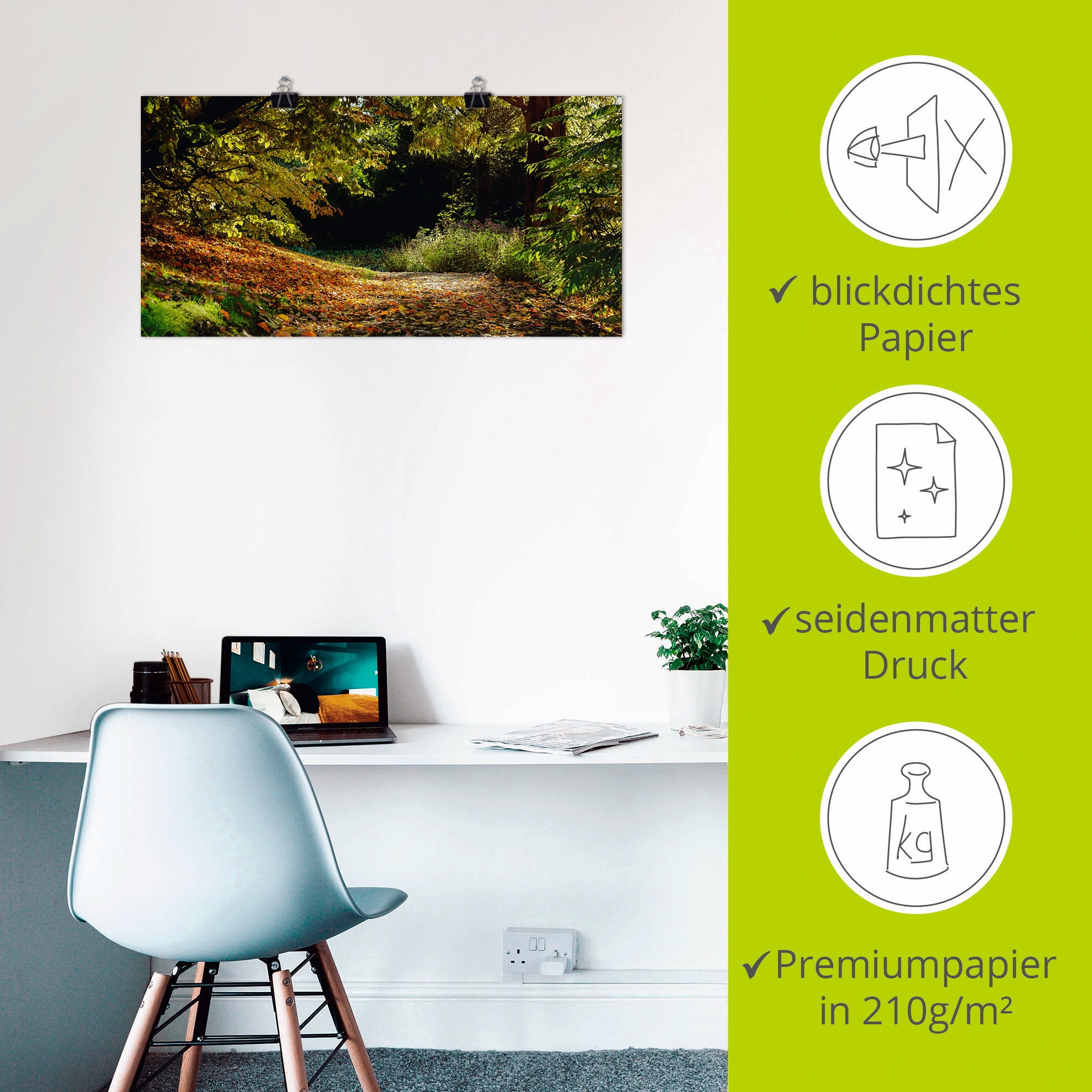 Artland Poster »Herbstteppich«, Wald, (1 St.), als Leinwandbild, Wandaufkleber oder Poster in versch. Größen