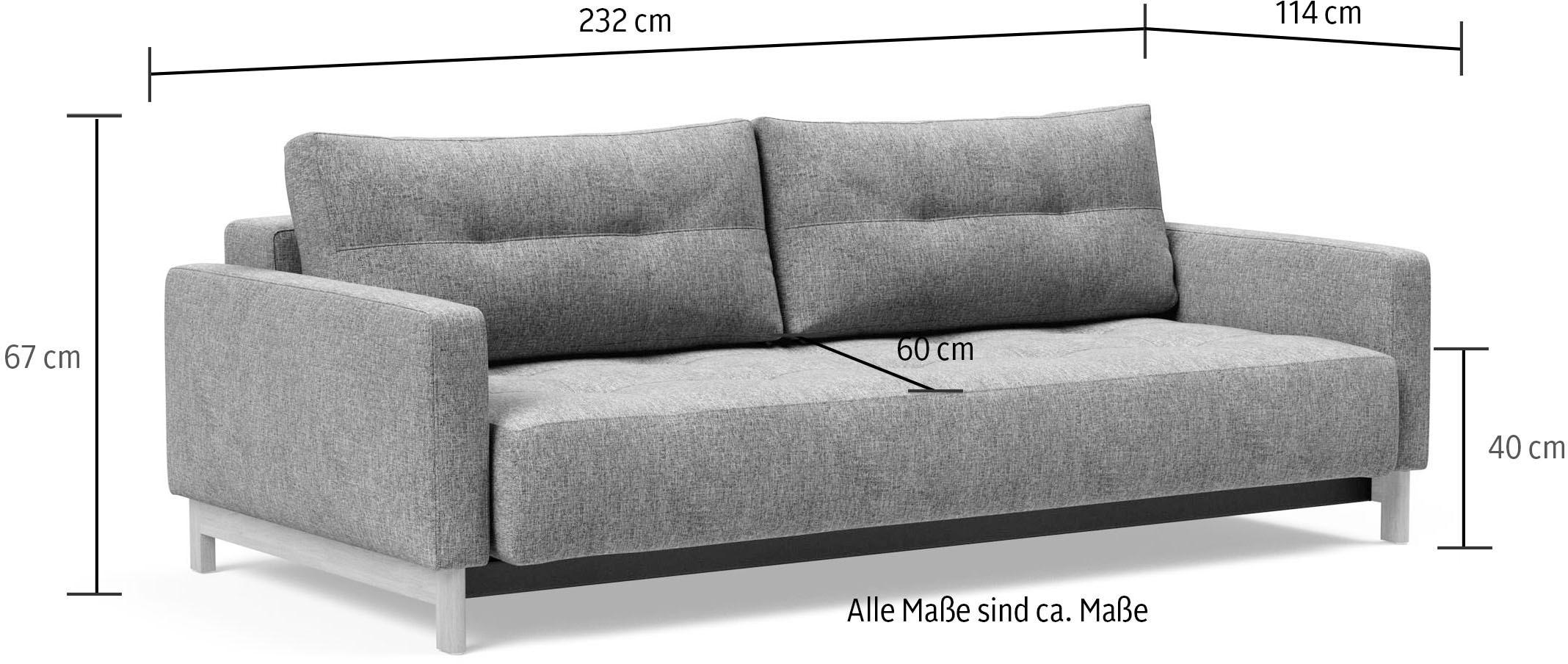 INNOVATION LIVING ™ Schlafsofa »Pyxis 3-Sitzer mit extrabreiter Bettfunktion, Skandi-Design«, Multifunktionssofa, extrabequem durch Taschenfederkern, Dauerschläfer