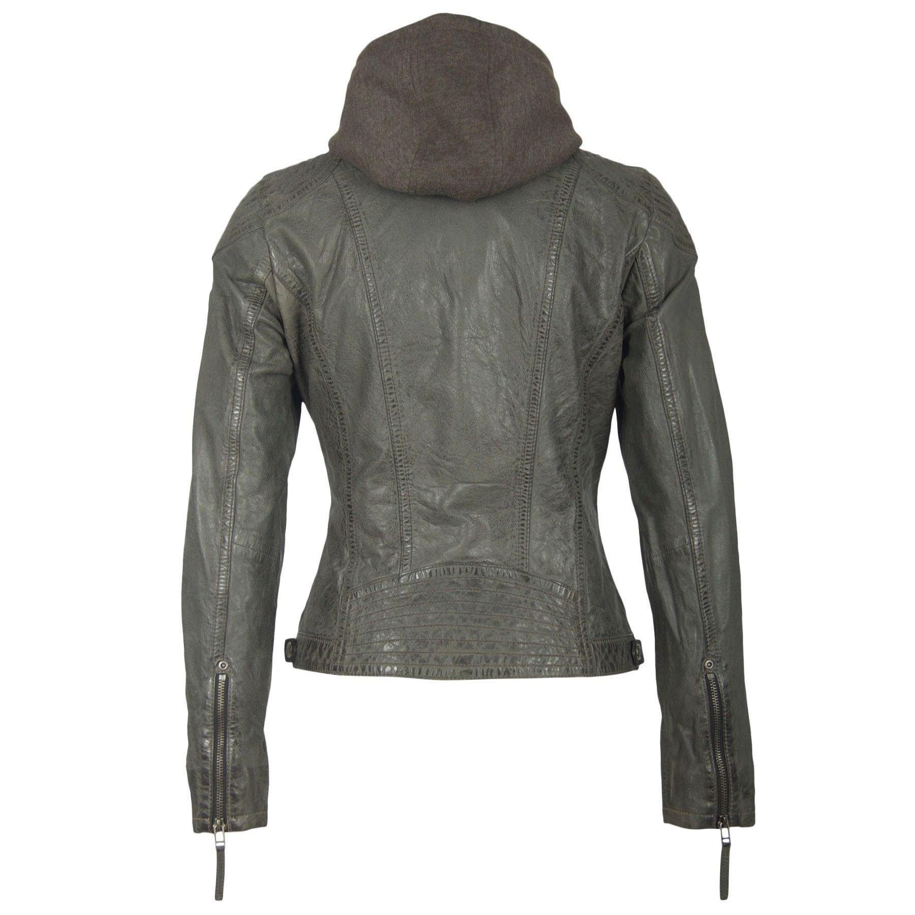 Mauritius Lederjacke »CASEY«, mit Kapuze, mit abnehmbarem Kapuzen-Sweateinsatz & aufwendigen Biker-Details