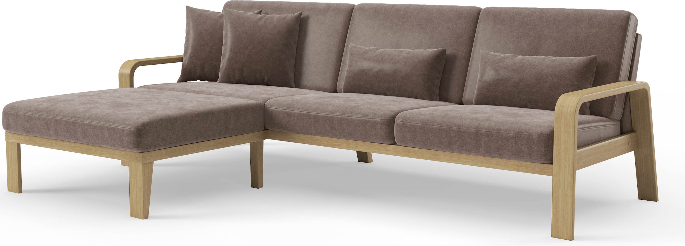sit&more Ecksofa »Kolding L-Form«, Armlehnen aus Buchenholz in natur, verschiedene Bezüge und Farben