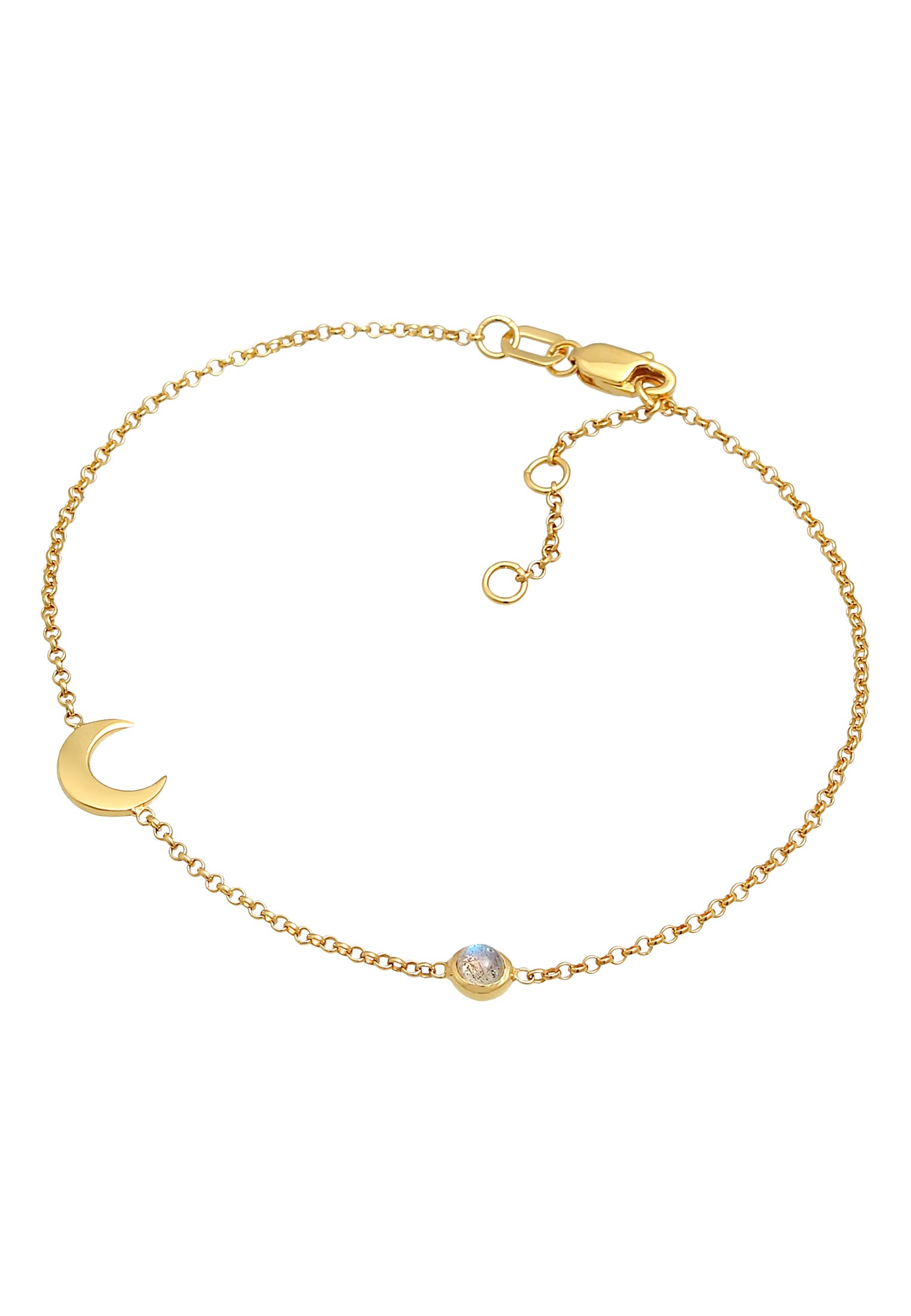 Elli Premium Armkette »Armband Halbmond Astro Labradorit 375 Gelbgold«