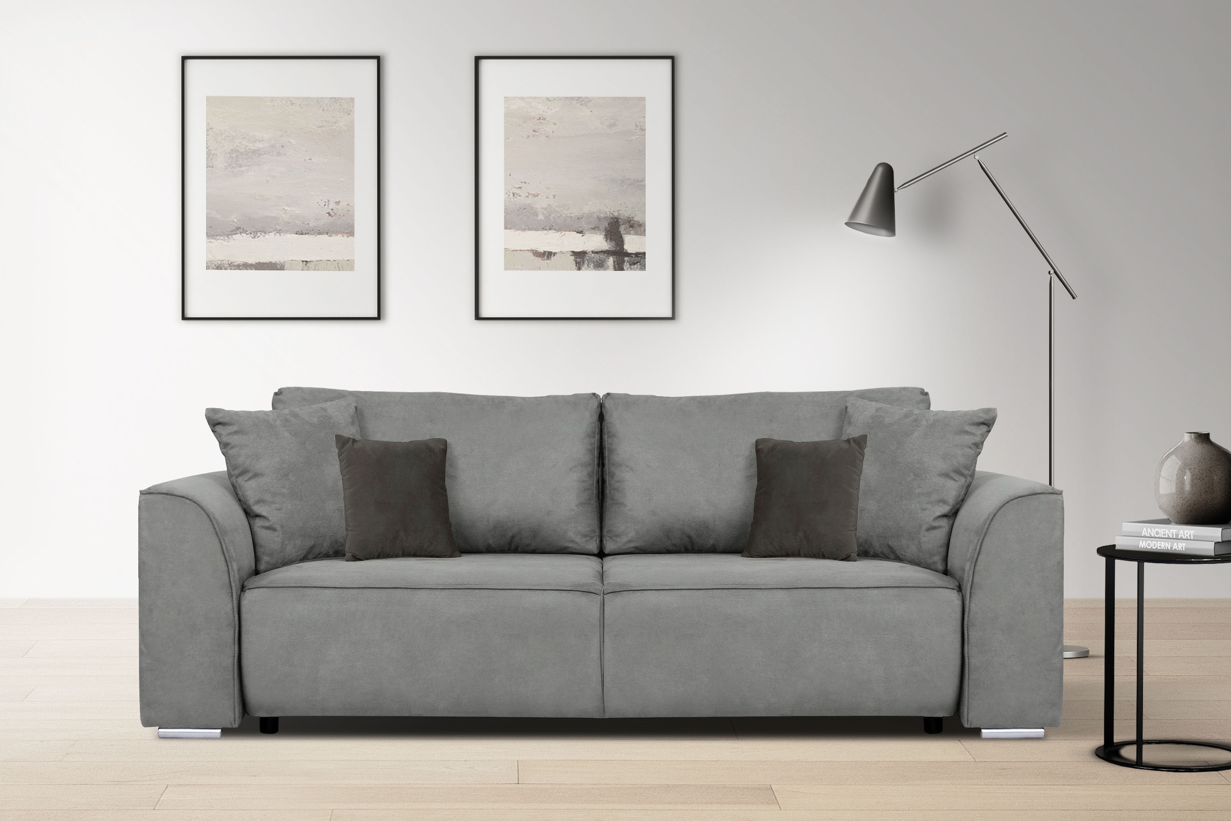 INOSIGN 3-Sitzer Beatrice Schlafsofa, wahlweise auch mit Bettfunktion und Bettkasten, incl. 2 Zierkissen