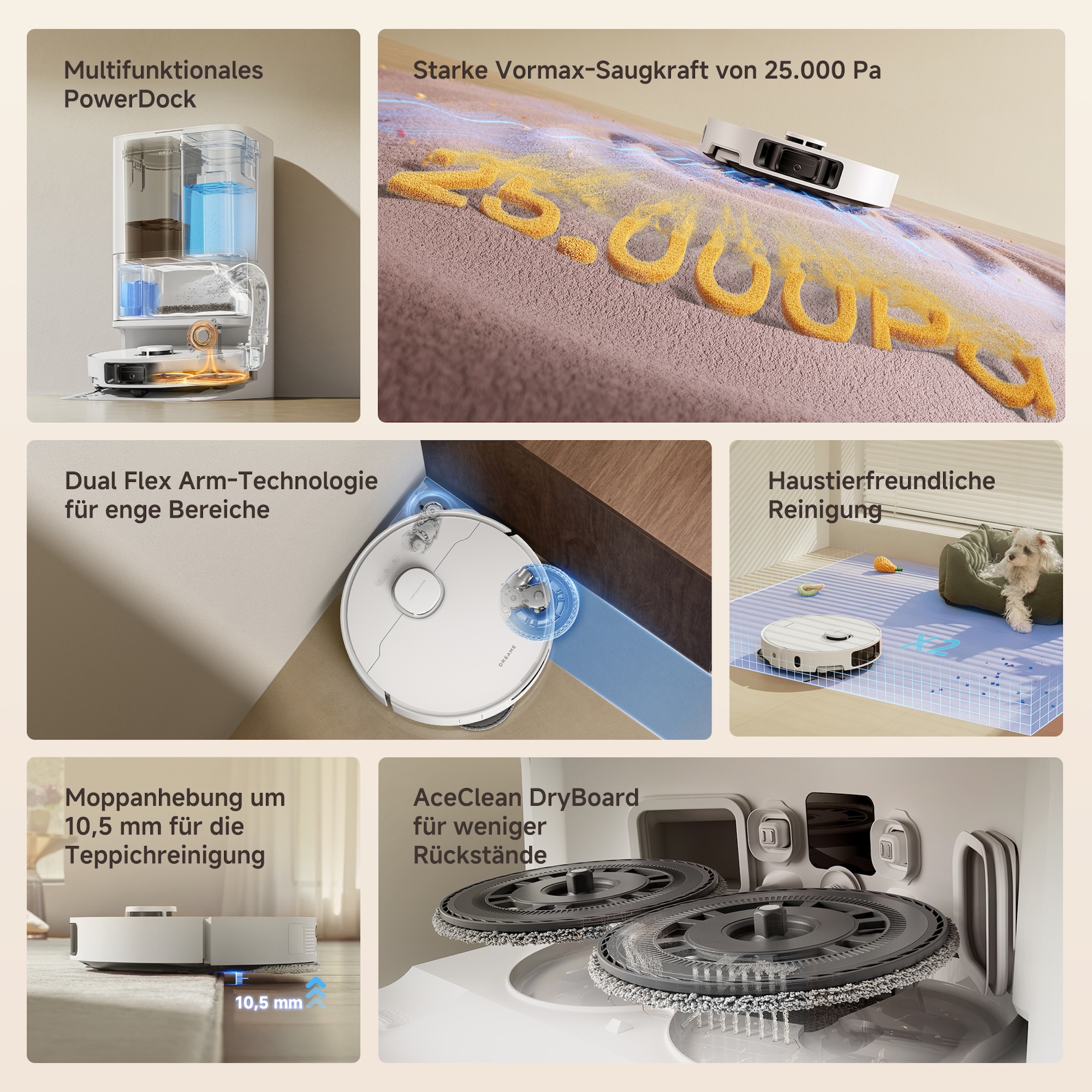 Dreame Nass-Trocken-Saugroboter »L10s Ultra Gen 3 Set mit Wischfunktion« 25.000 Pa, 100-Tage-Staubaufnahme, App-Steuerung