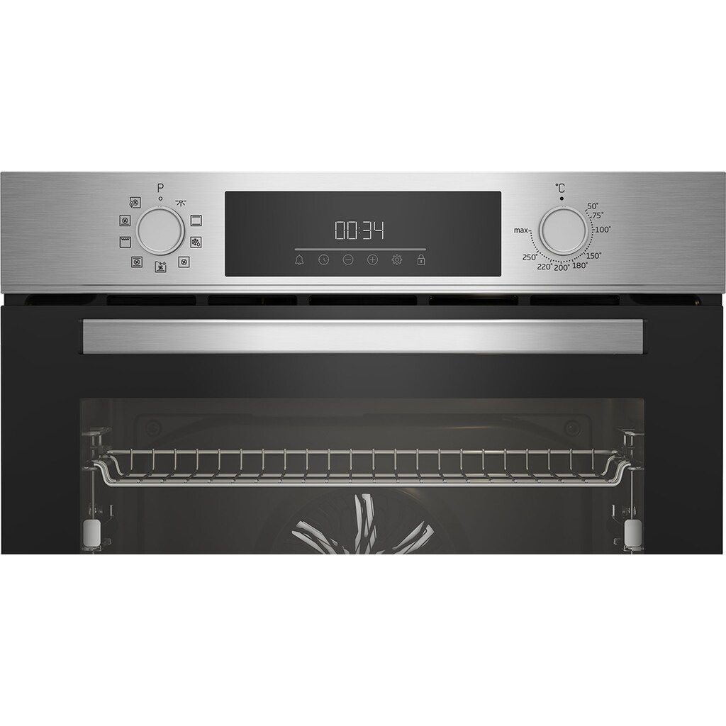 BEKO Einbaubackofen »BBIM12302XE«, BBIM12302XE, mit 3-fach-Teleskopauszug, SteamShine