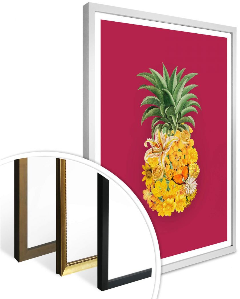 Wall-Art Poster »Ananas Rechnung auf (1 Blumen, Pink«, kaufen Blume St.)