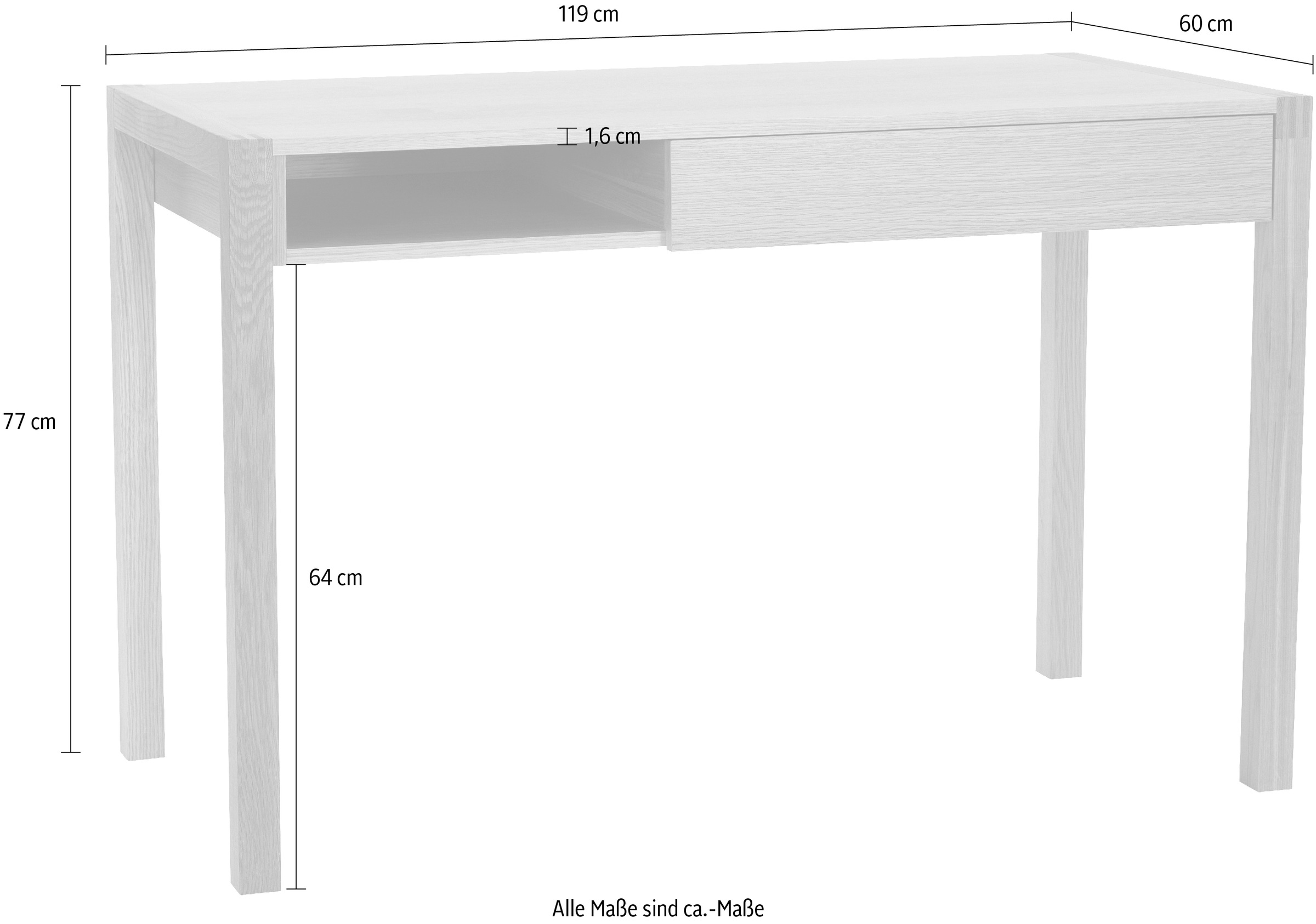 Woodman Schreibtisch »New«, mit offenem Regal und Schublade, Holzfurnier aus Eiche