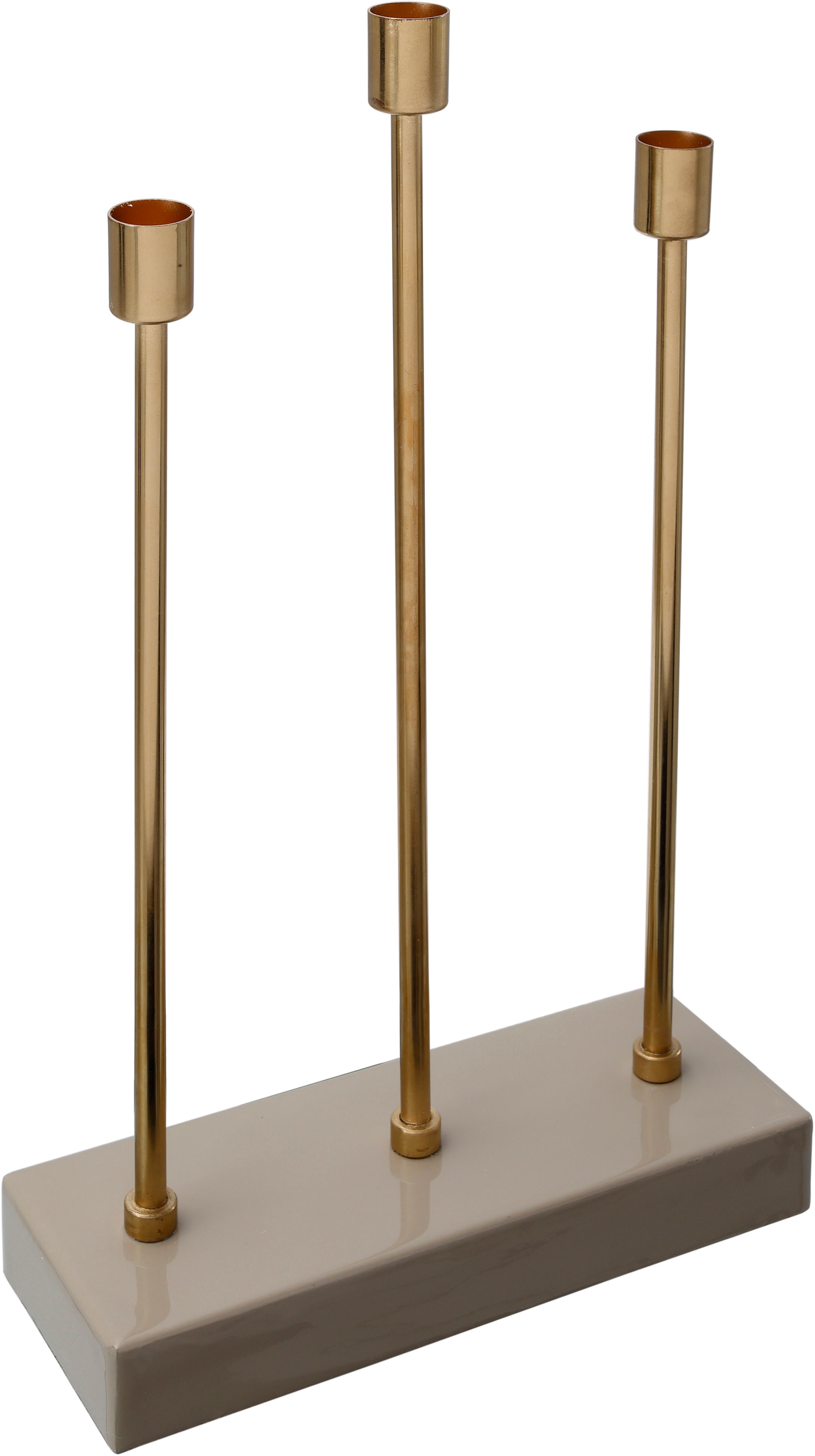 Bougeoir Design en Métal "Isola" 39cm Taupe & Or