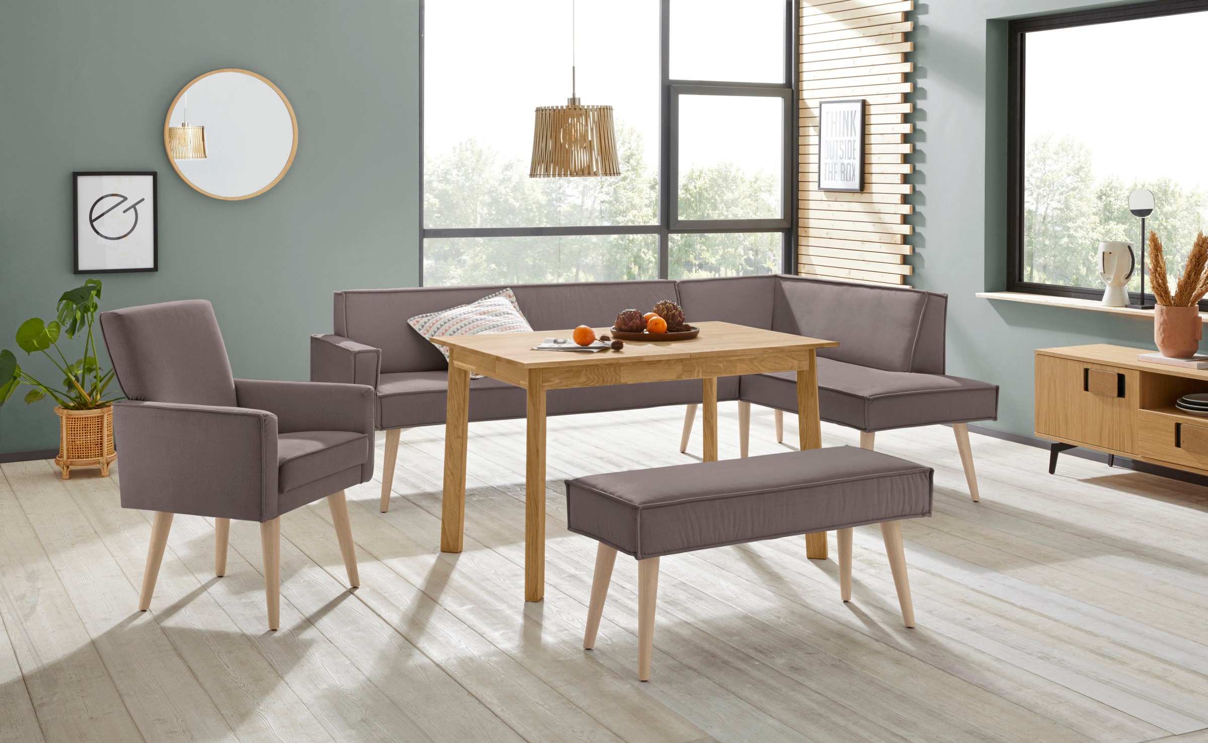 exxpo - sofa fashion Sessel »Lungo, Loungesessel mit moderner Kedernaht, bequem und elegant«, Breite 64 cm, hoher Holzfuß