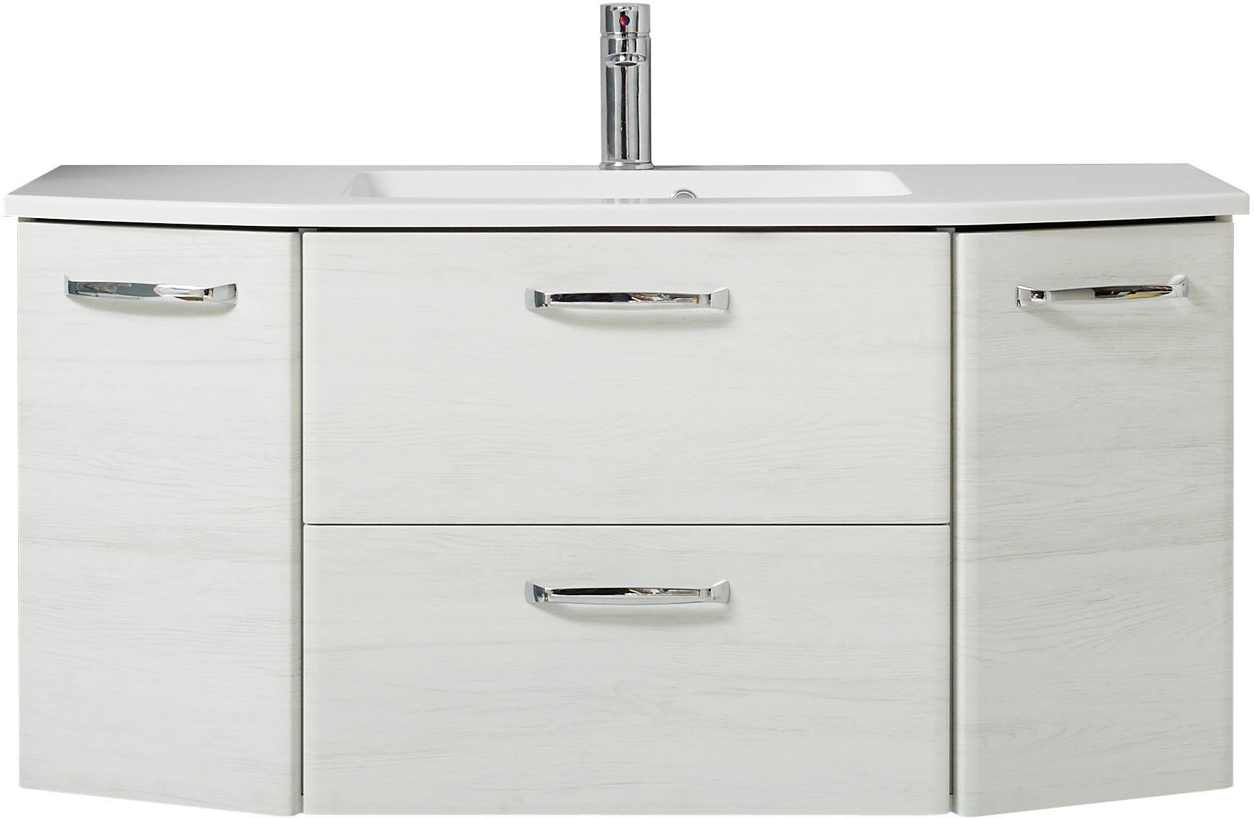 Saphir Badmöbel-Set »Quickset 936 4-teilig, Mineralmarmor-Waschtisch und LED-Spiegelschrank« Set, 4 Stk. tlg.