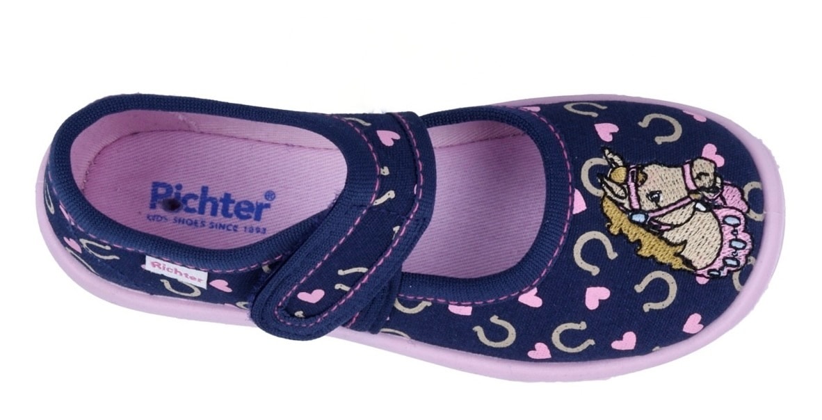 Richter Hausschuh »Mia WMS: Mittel«, Klettschuh mit pastellfarbenem Print, Größenschablone zum Download