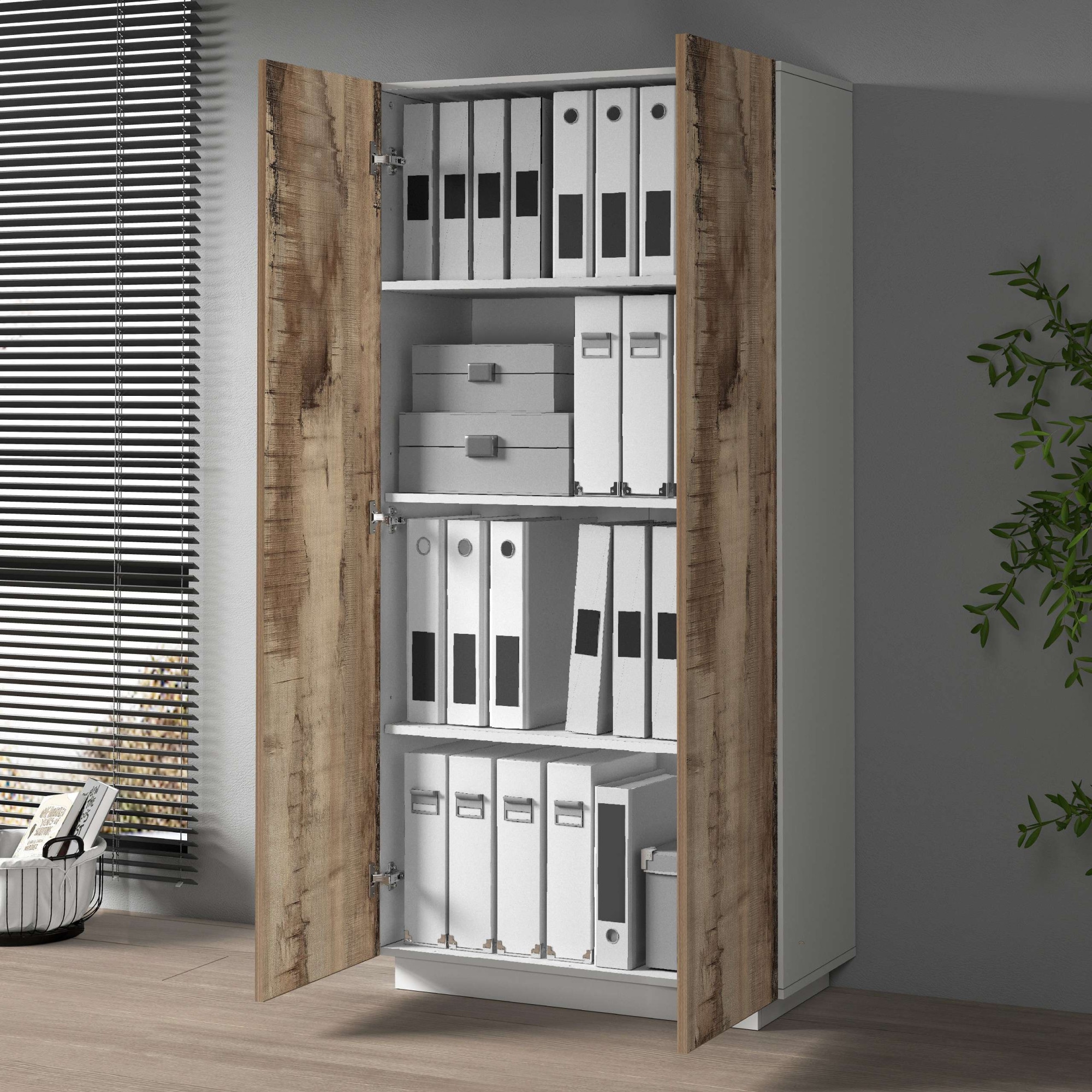 Home affaire Aktenschrank »Coro, Mehrzweckschrank, Büroschrank mit 2 Türen« & verstellbare Einlegeböden, Höhe 86 oder 166 cm, Made in Italy