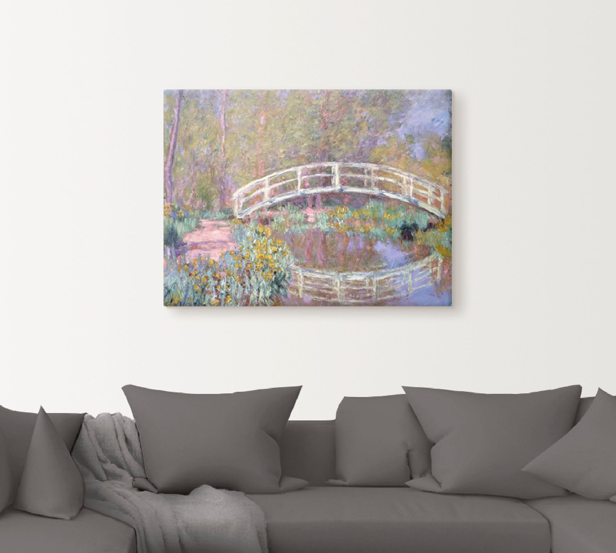 Artland Leinwandbild »Brücke in Monets Garten«, Gewässer, (1 St.), auf Keilrahmen gespannt