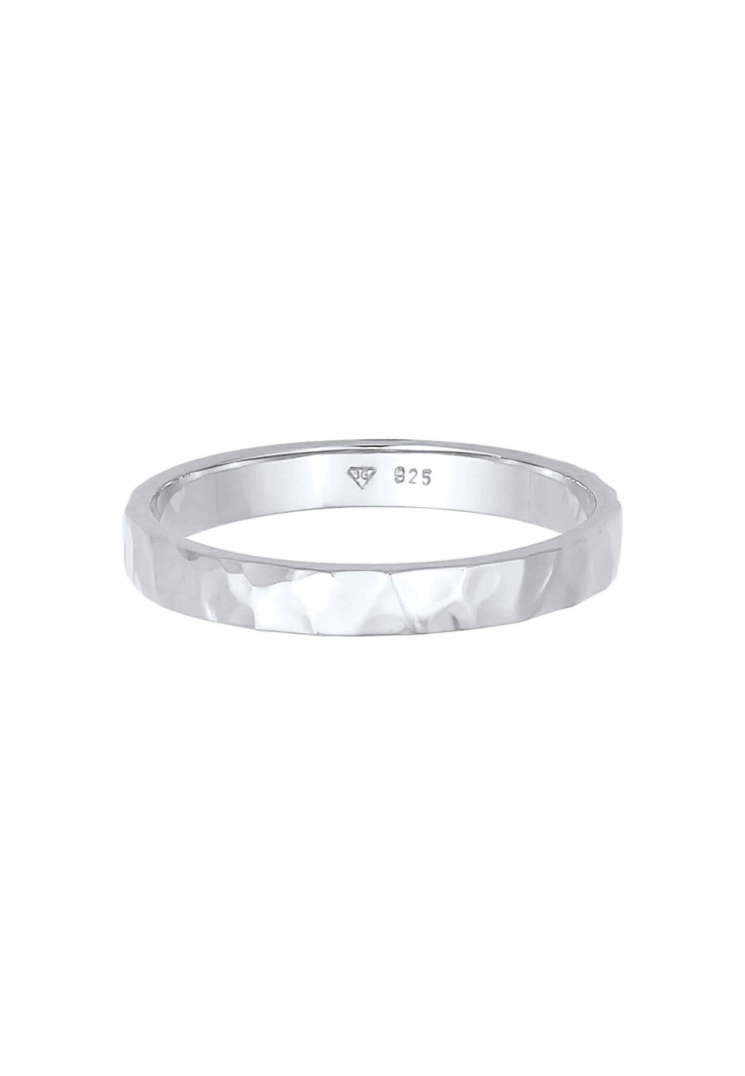 Elli Fingerring »Ring Basic Bandring Fein Gehämmert 925 Silber«