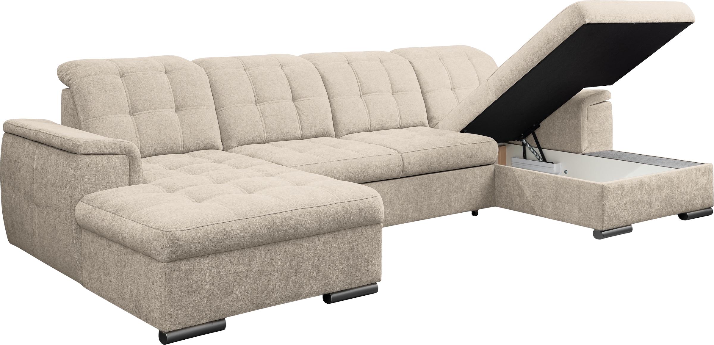 WERK2 Wohnlandschaft »Napoli« verstellbare Kopfteile, mit Schlaffunktion und Bettkasten