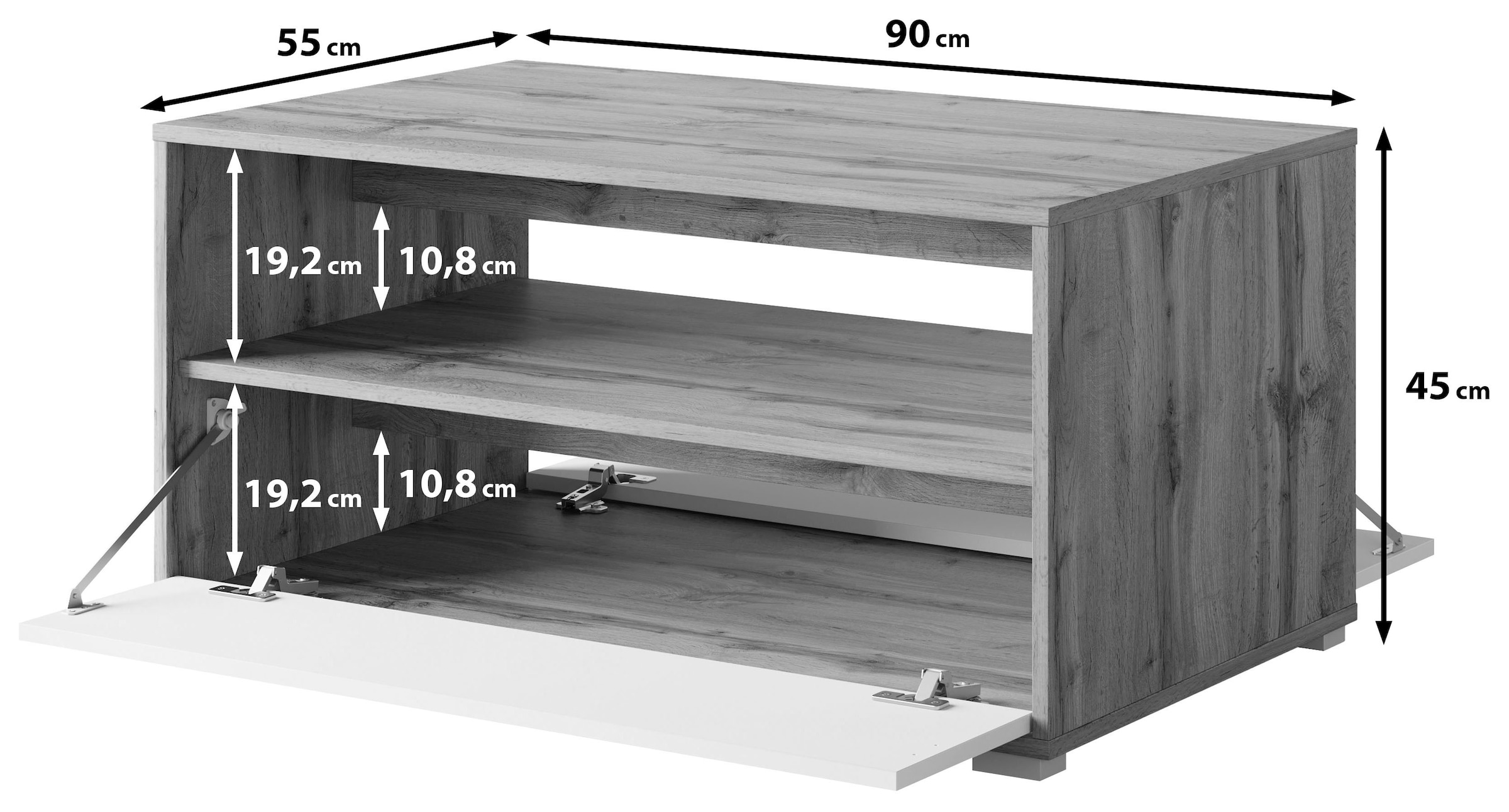 INOSIGN Couchtisch »Kenia« 1 Stk. tlg. Rechteckiger Kaffeetisch, 90x55 cm, mit offenem und geschlossenem Fach