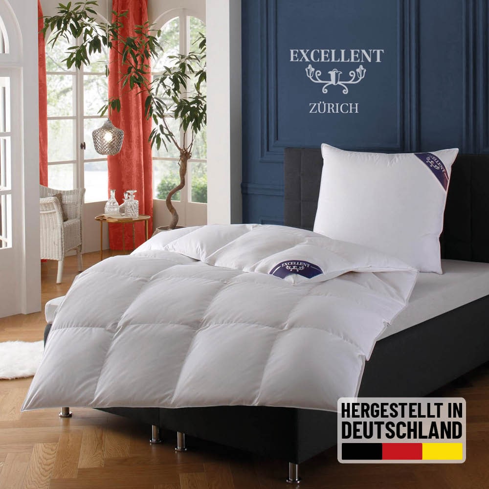 Excellent Daunenbettdecke "Zürich, Bettdecke normal mit Bestnote "Hoher Schlafkomfort" bewertet." warm Füllung 100% Daunen 1 Stk. tlg. Bettdecke 135x200 cm, 155x220cm und weitere Größen, Made in Germany