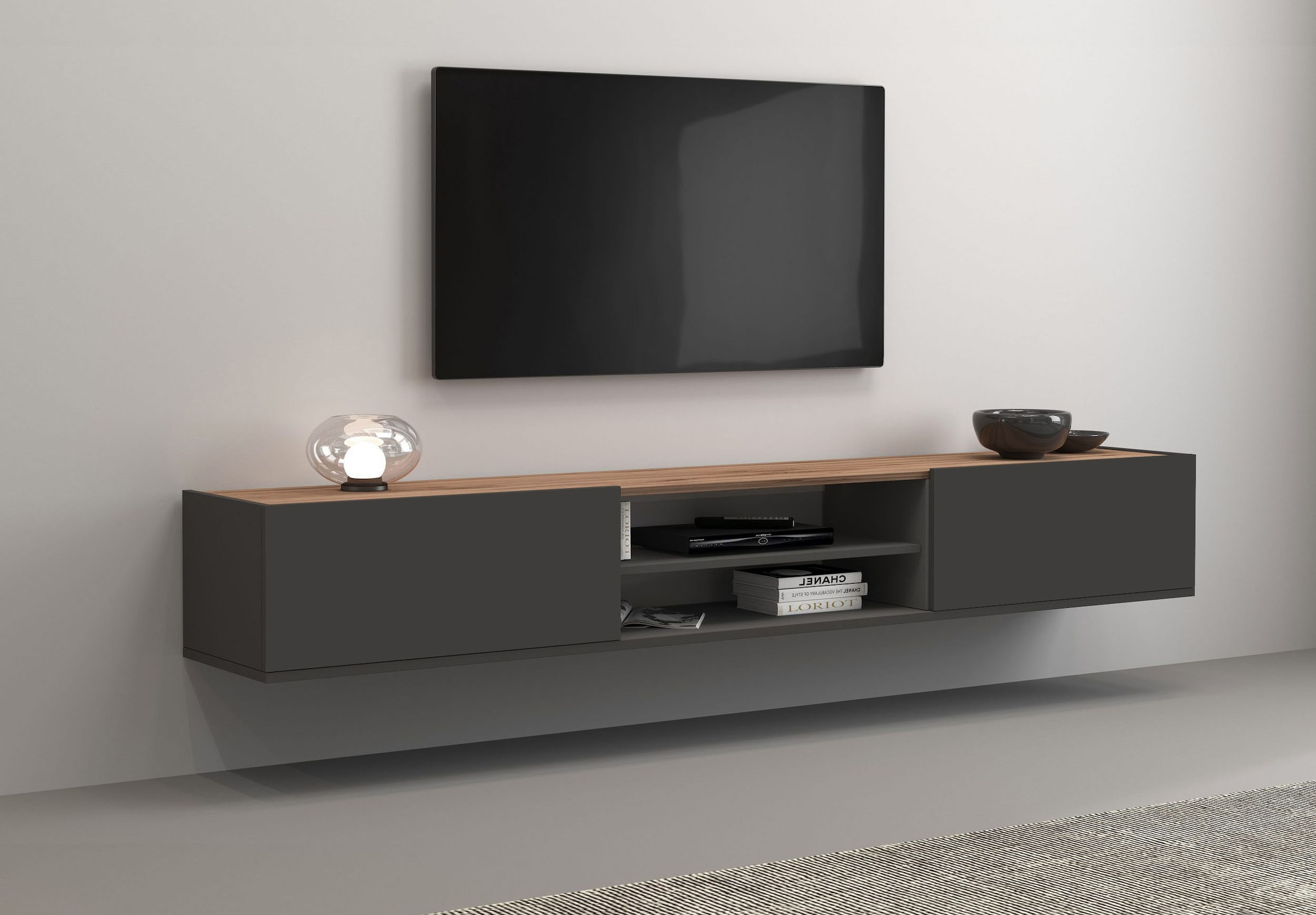 INOSIGN Lowboard »Garda,Lowboard,TV-Kommode,TV-Möbel,TV-Bank«, stehend und hängend mit 2 Klappen, 1 Einlegeboden, Breite 210 cm